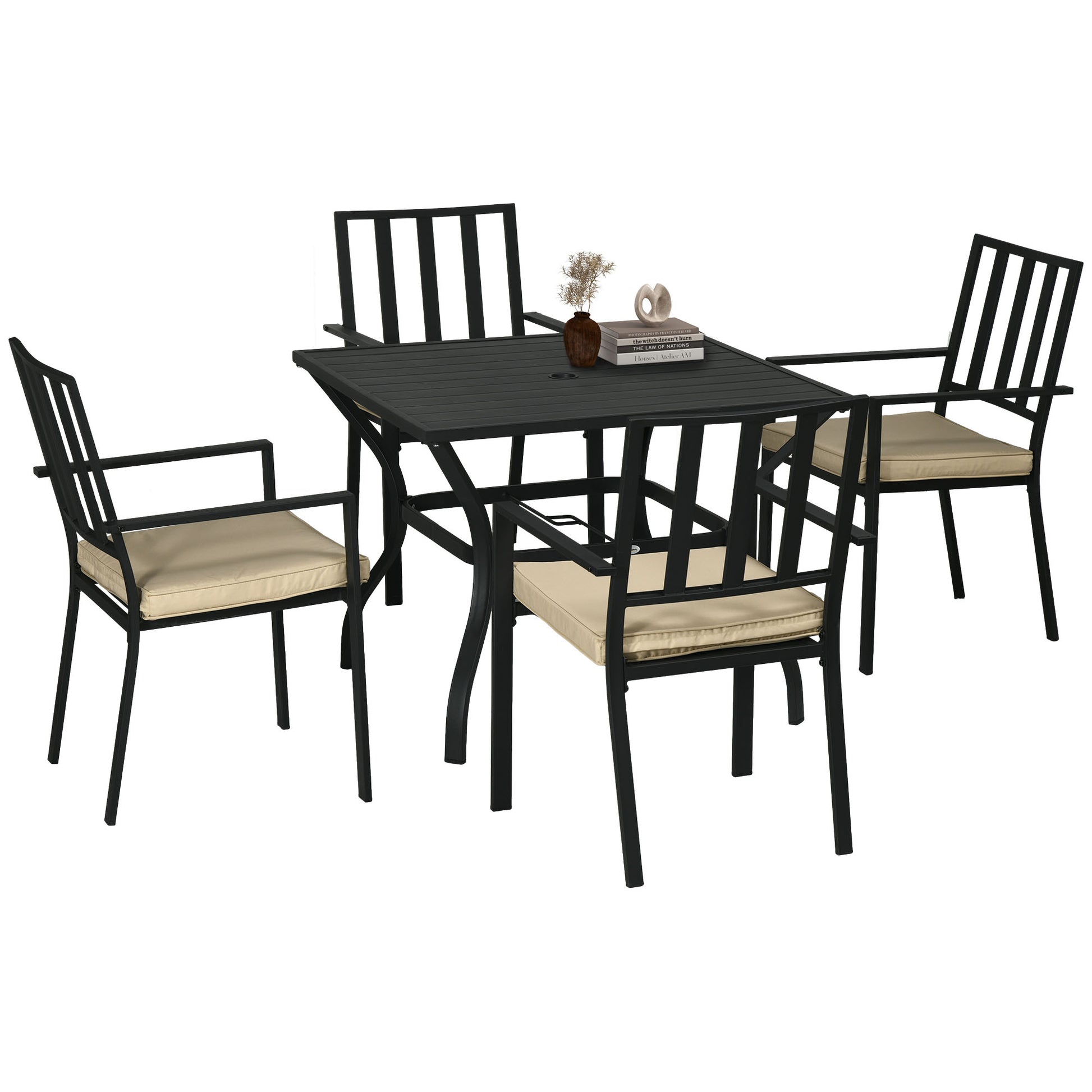 5 Pieces Garden Dining Set with Cushions