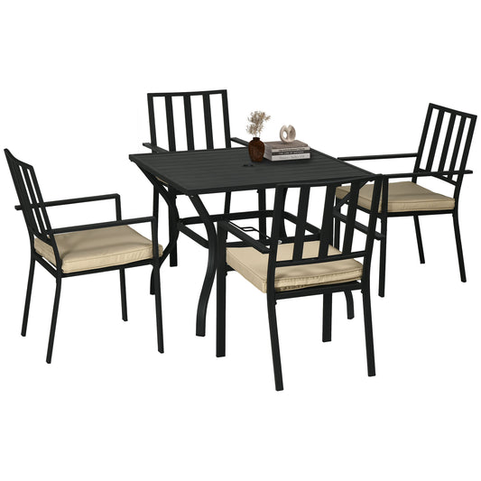 5 Pieces Garden Dining Set with Cushions