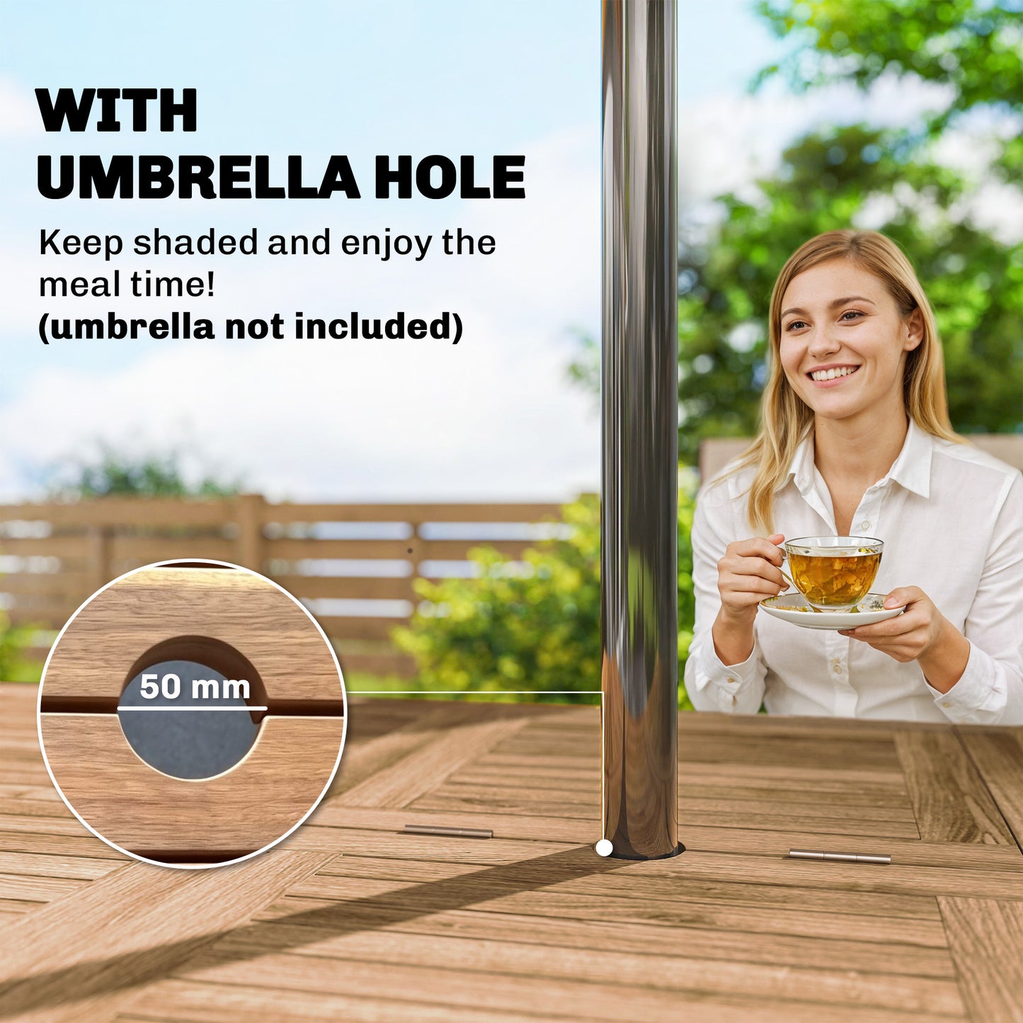 Extending Garden Table, Outdoor Dining Table for 6-8