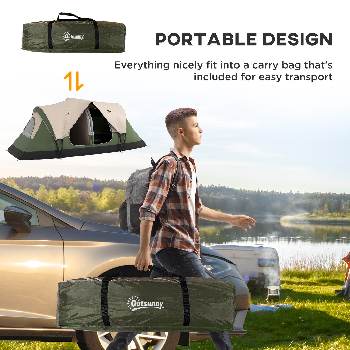 Camping Tent for 6-8 Man with 2000mm Waterproof Rainfly
