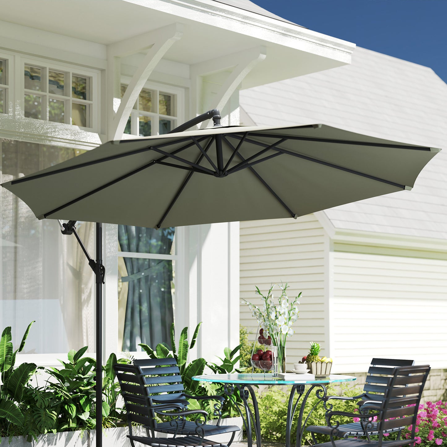 3m Overhanging Cantilever Parasol, with Cross Base