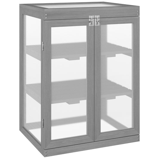 3-tier Wood Greenhouse Garden Polycarbonate Cold Frame Grow House