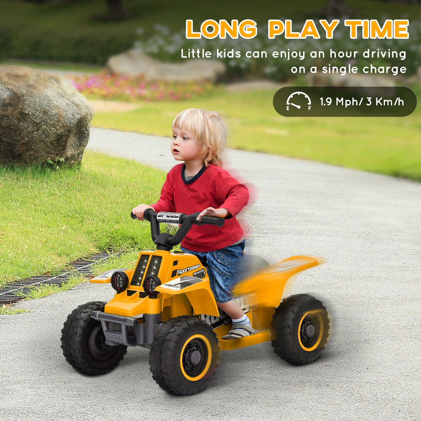 6V Electric Quad Bike for Kids, Ride On ATV w/ Forward/Reverse