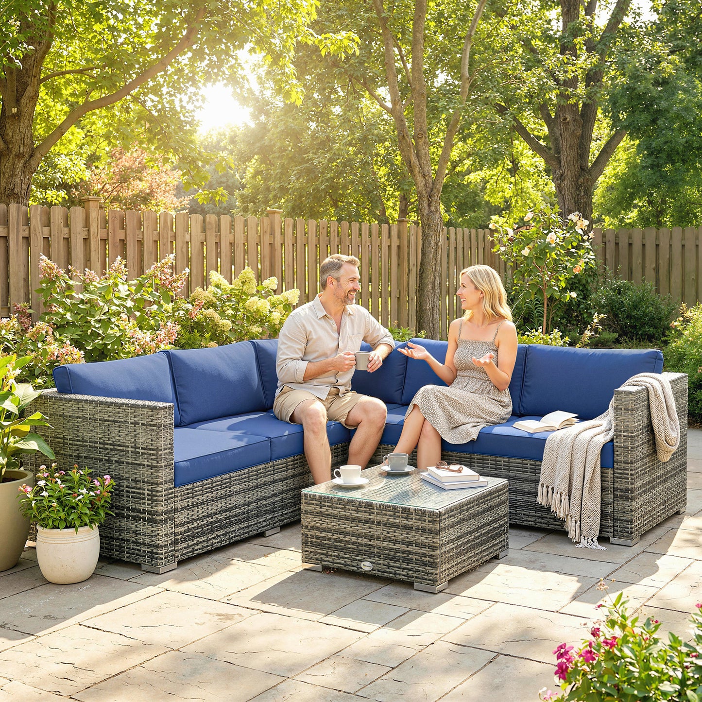 Four-Piece Rattan Sofa Set