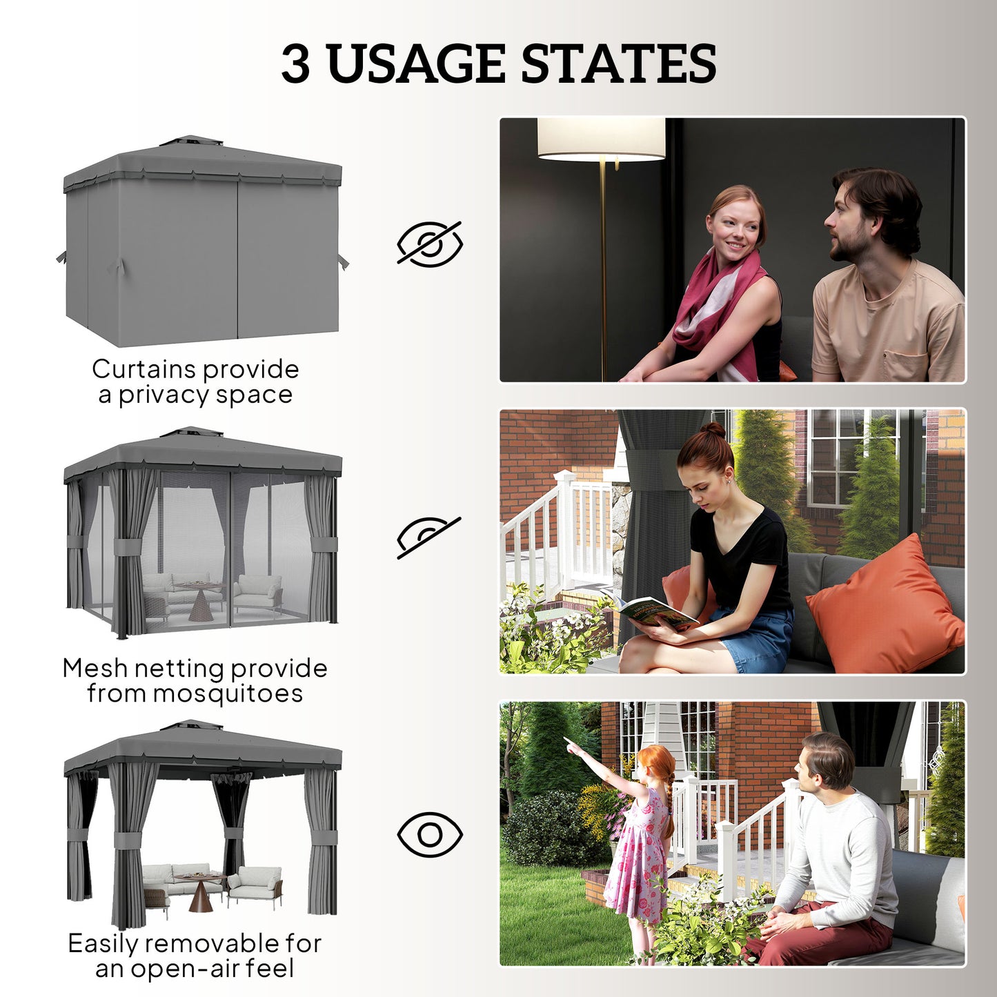 3 x 3(m) Patio Gazebo Canopy Garden Pavilion Tent Shelter Marquee (1)