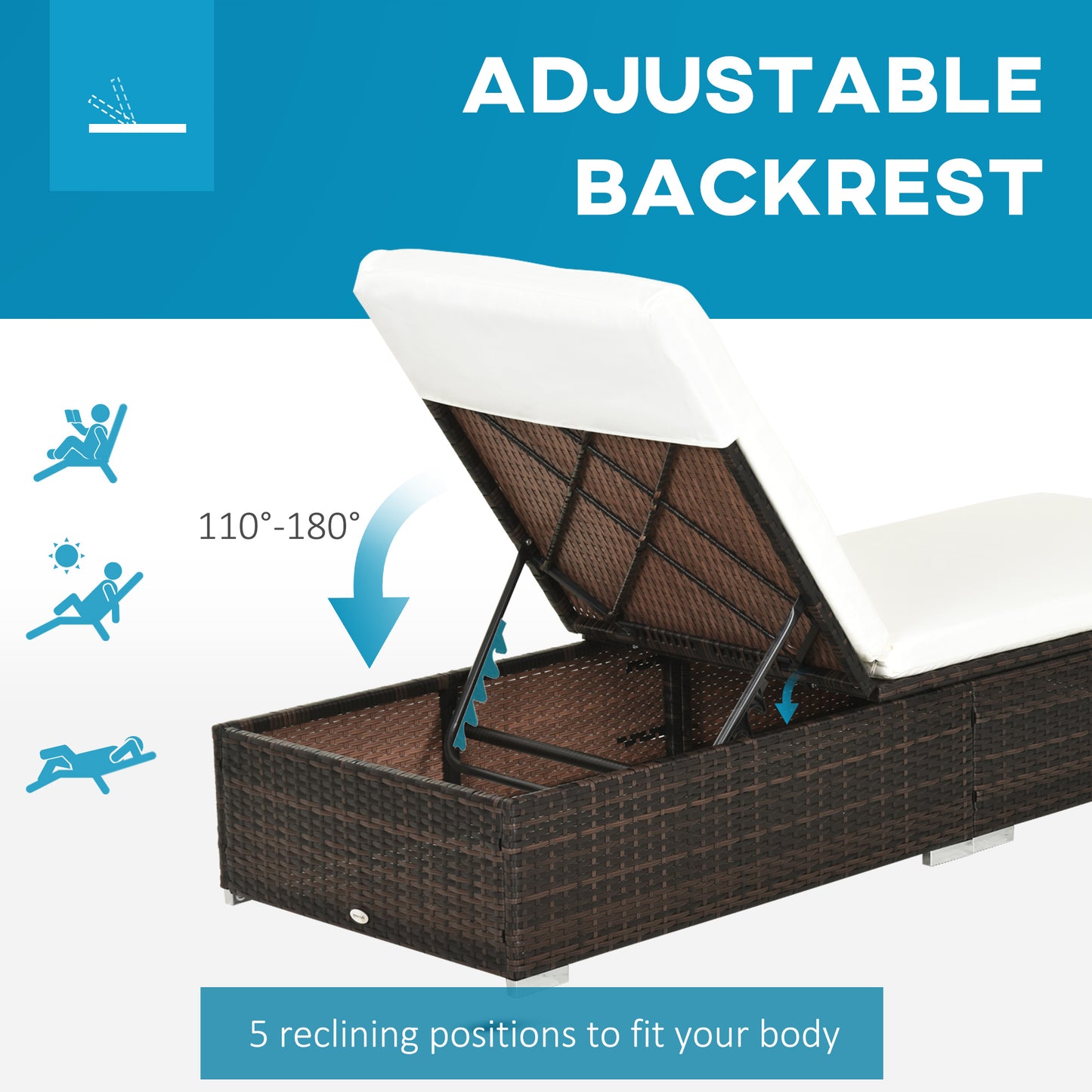 PE Rattan Sun Lounger with Cushion