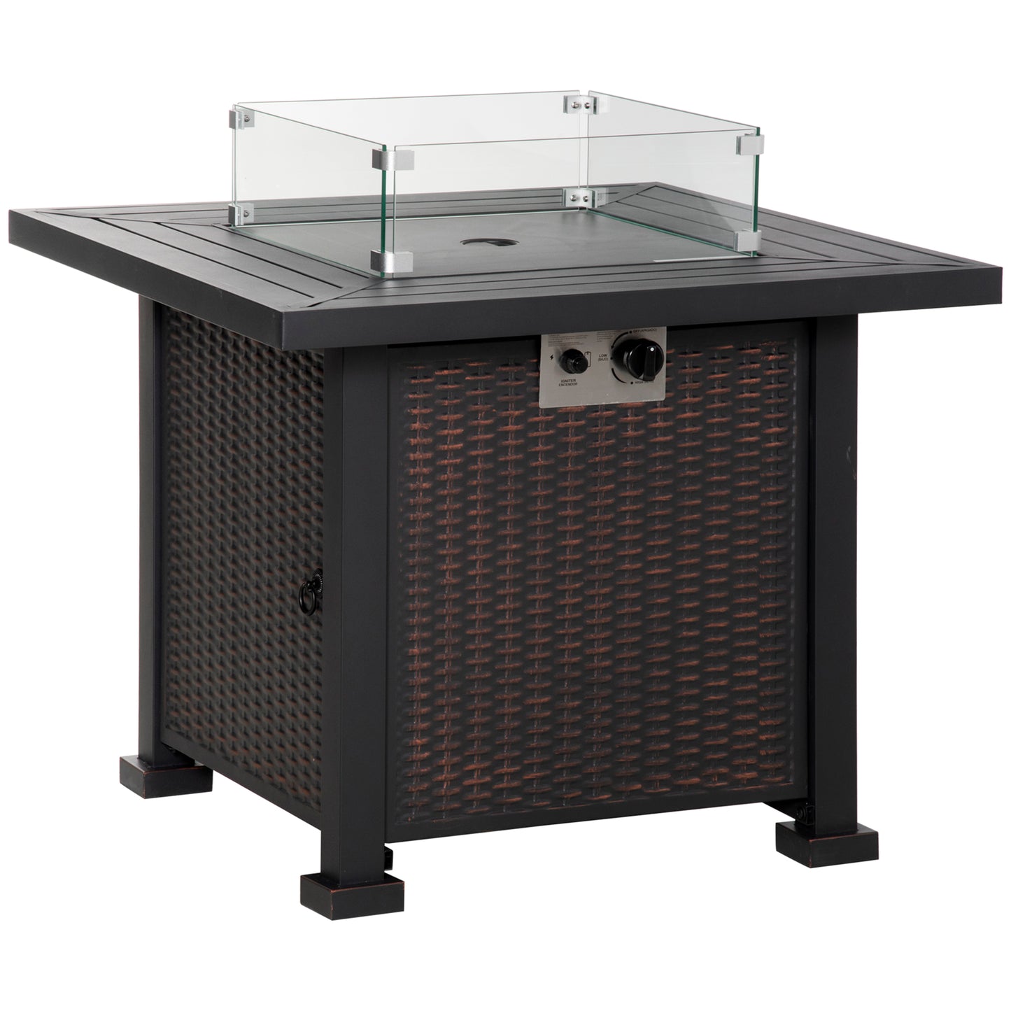 Square Propane Gas Fire Pit Table
