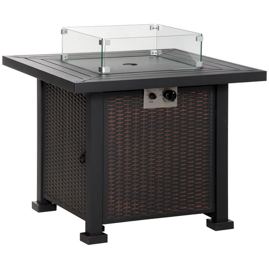 Square Propane Gas Fire Pit Table