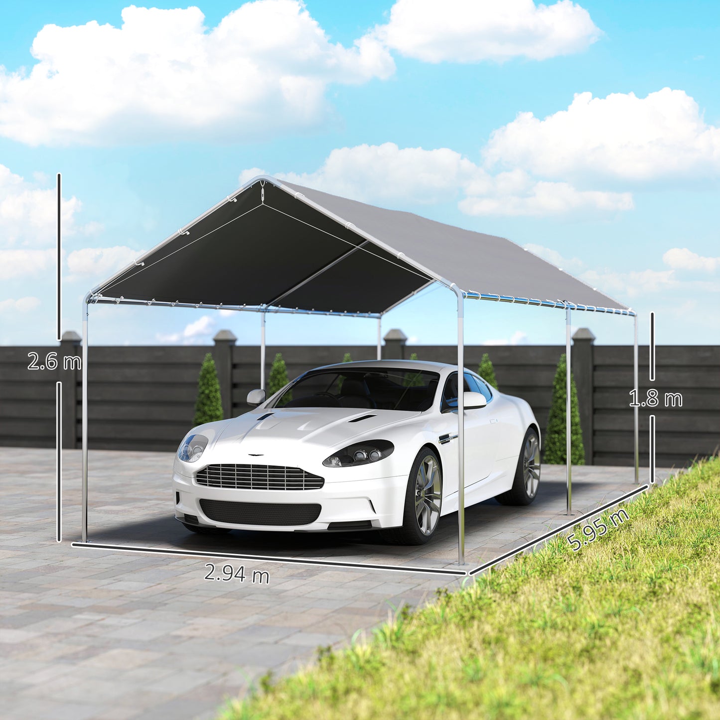 3 x 6m Heavy Duty Carport Garage Car Shelter Galvanized Steel
