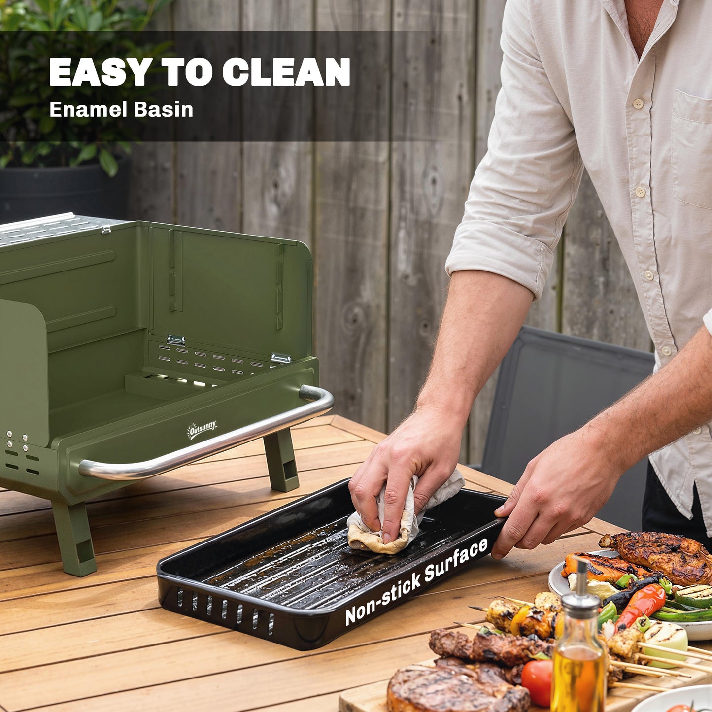 Portable BBQ Grill, Charcoal Barbecue Grill with Adjustable Grates