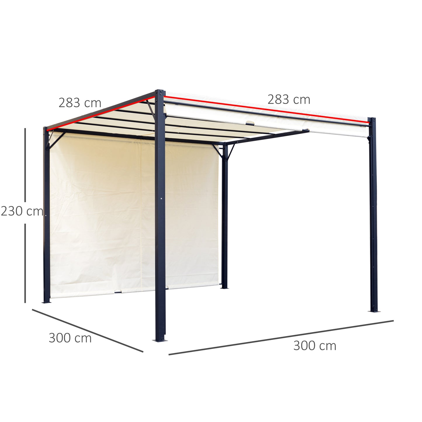 Metal Pergola With Canopy Sliding Pergola Canopy 3Lx3Wx2.3H m