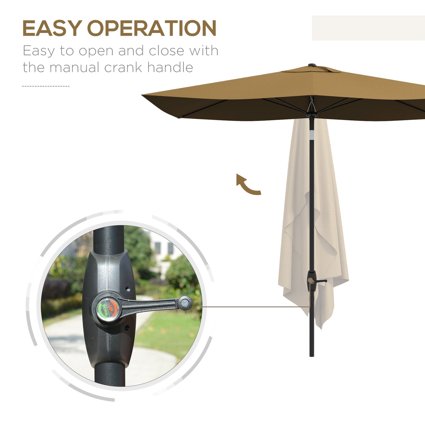3 x 2 m Garden Parasol Umbrella with Aluminium Pole
