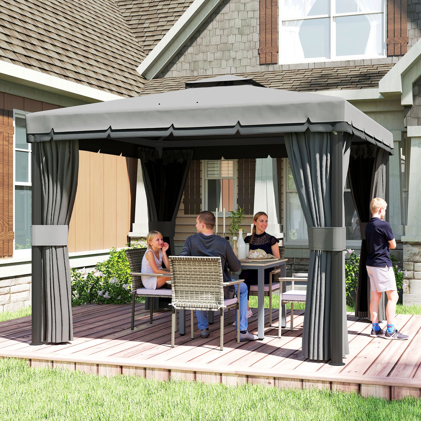 3 x 3(m) Patio Gazebo Canopy Garden Pavilion Tent Shelter Marquee (1)