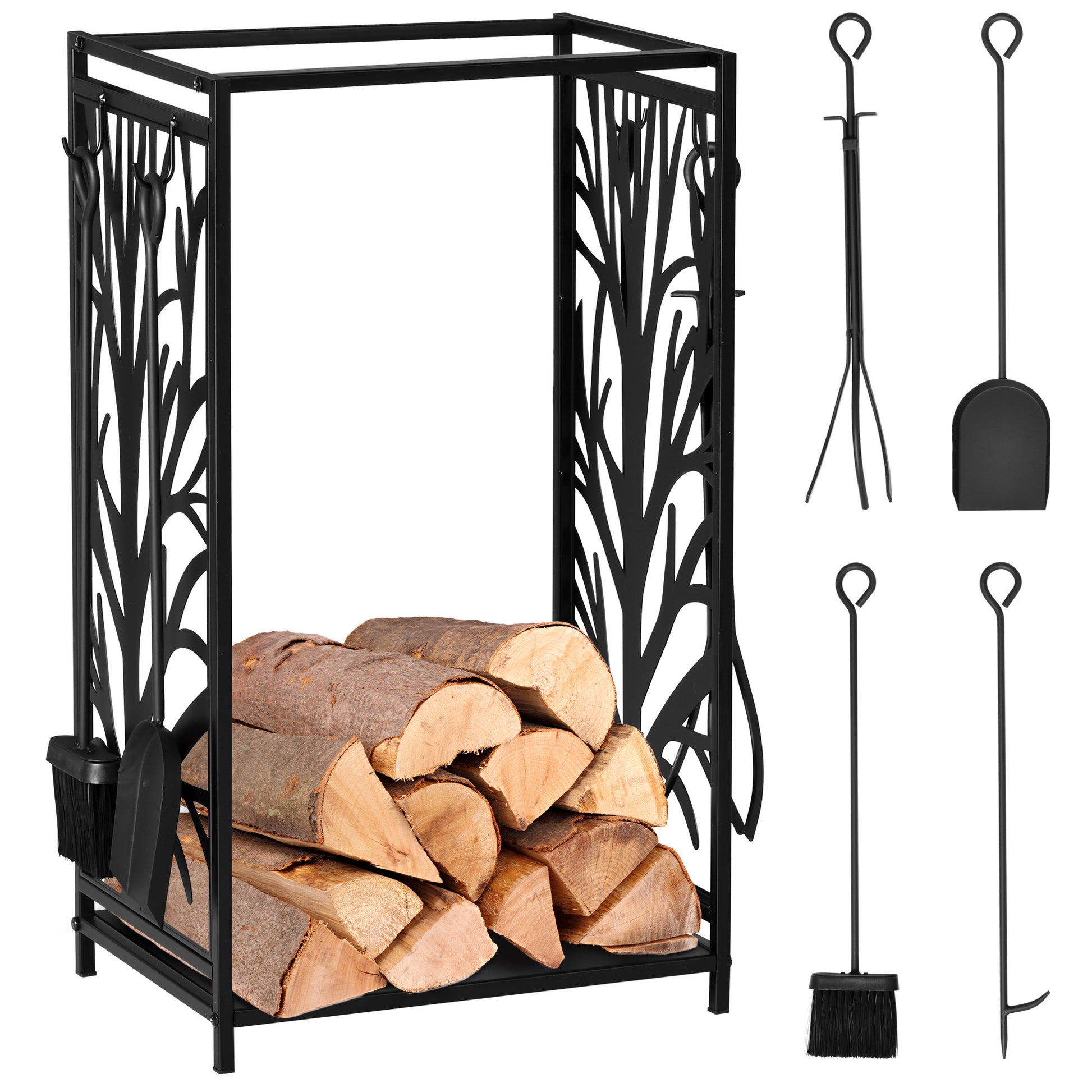 Steel Firewood Log Holder Indoor Outdoor Firewood Rack Fireplace (1)