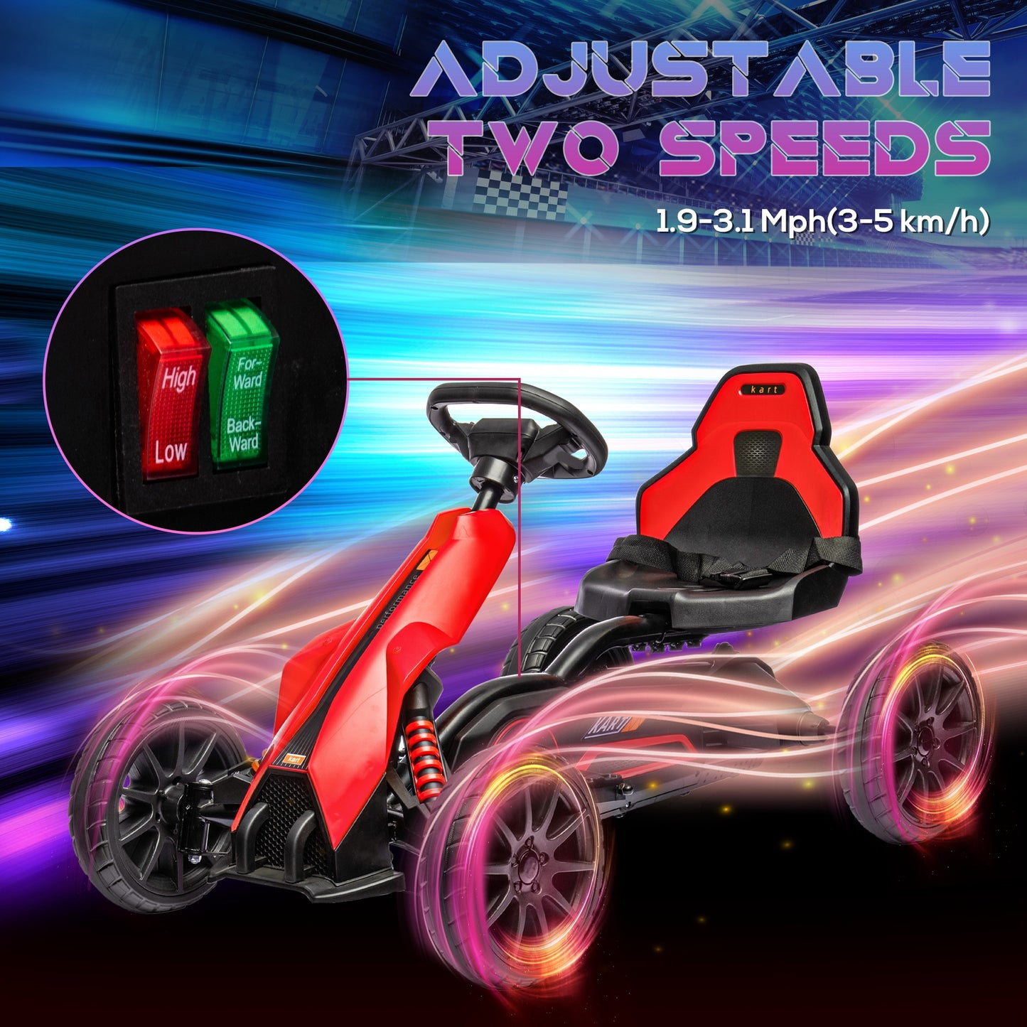12V Electric Go-Kart for Kids, Ride-On Racing Go-Kart