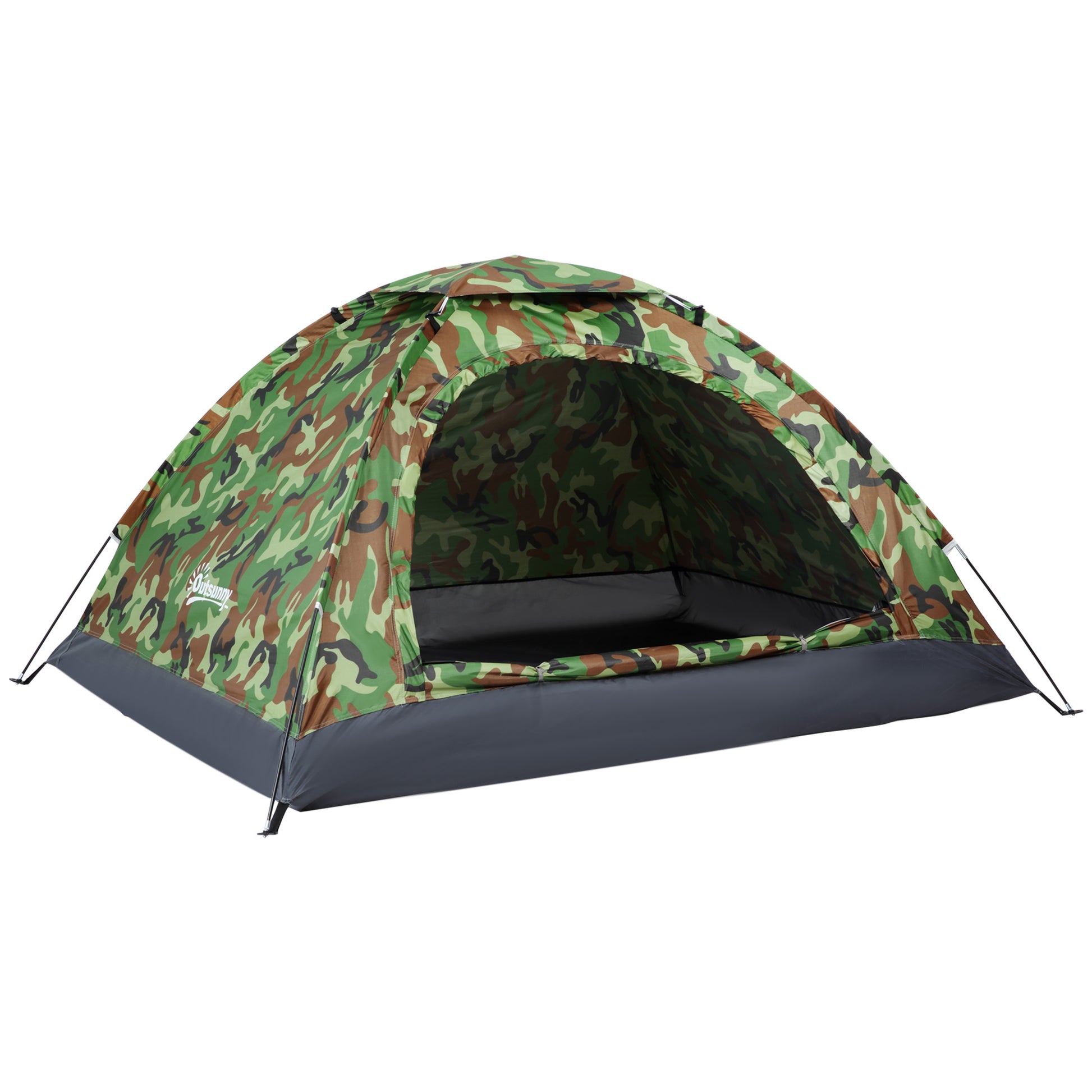 2 Person Camping Tent, Dome Tent with Zipped Doors, Storage Pocket