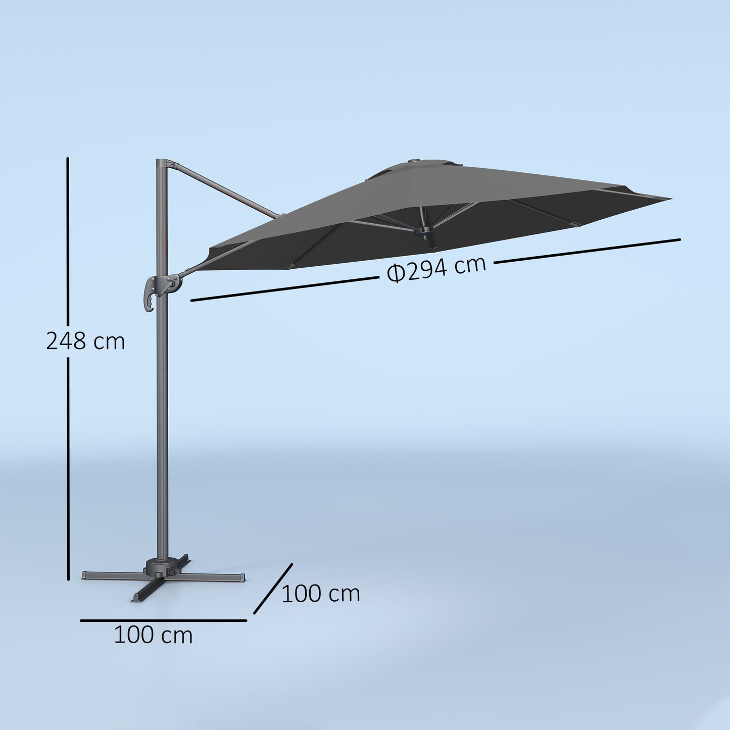 3 x 3m Overhanging Cantilever Parasol