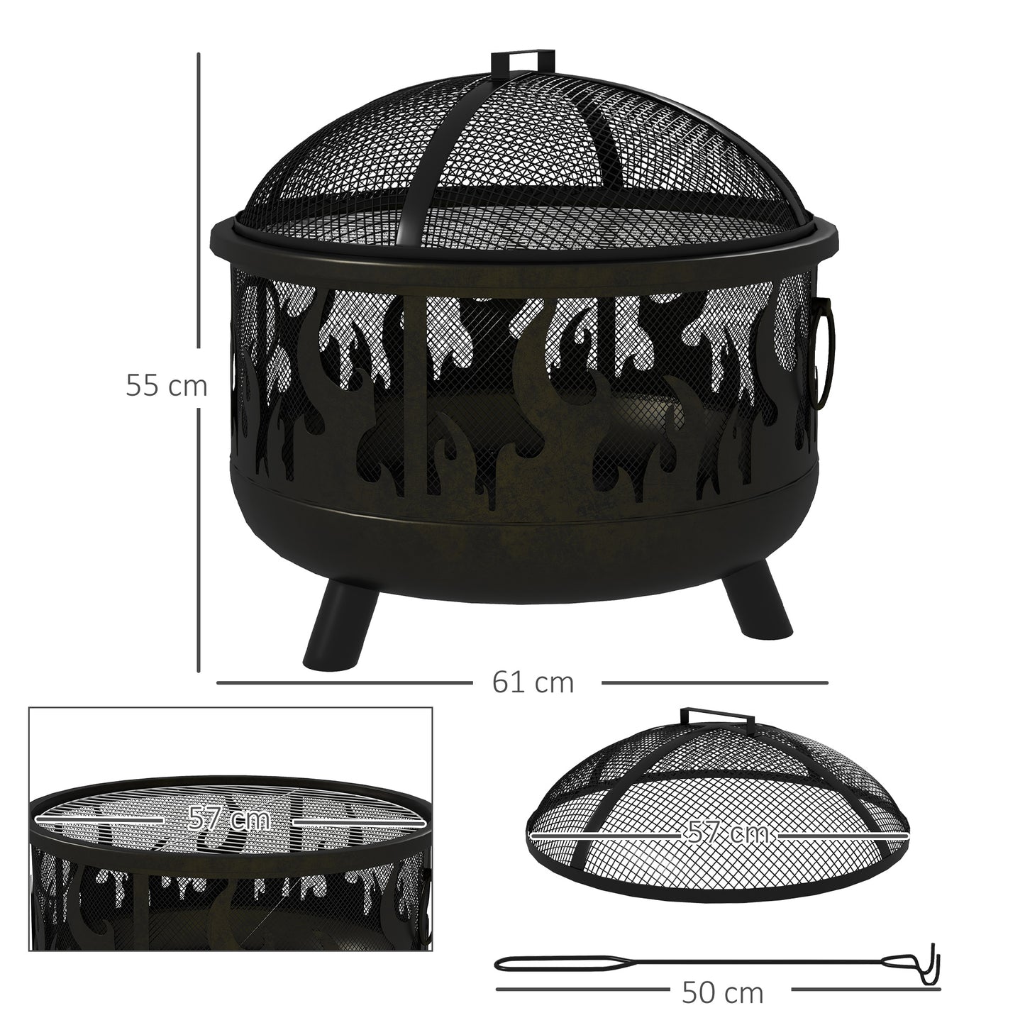 Steel Fire Pit BBQ, with Poker