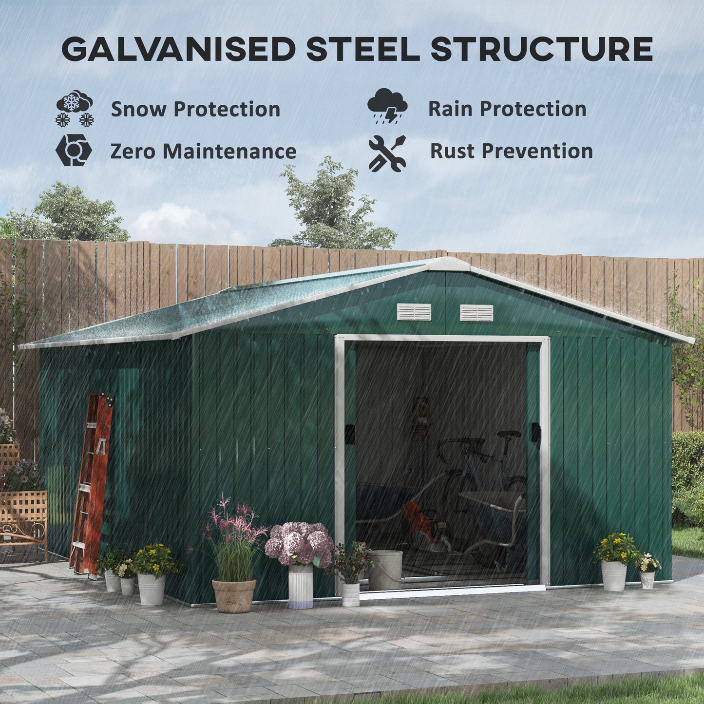 12.5ft Sliding Door Durable Steel Storage Shed