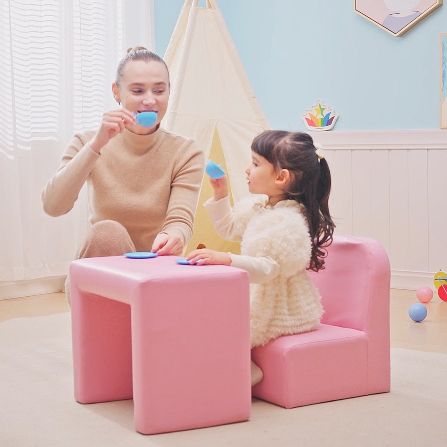 2 In 1 Toddler Sofa Chair,  48 x 44 x 41 cm, for Game Relax Playroom
