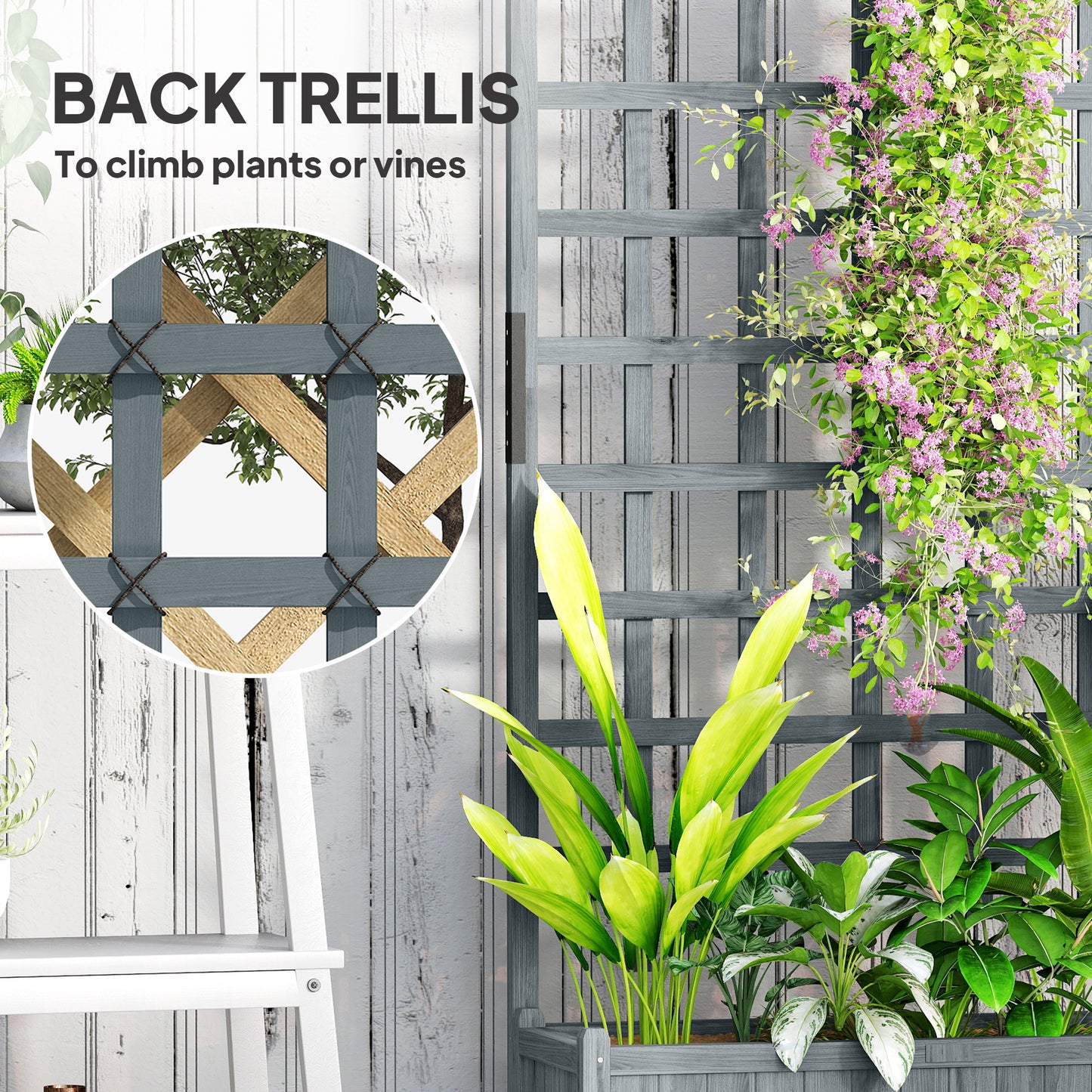 Wooden Trellis Planter, Raised Garden Bed with Wheels