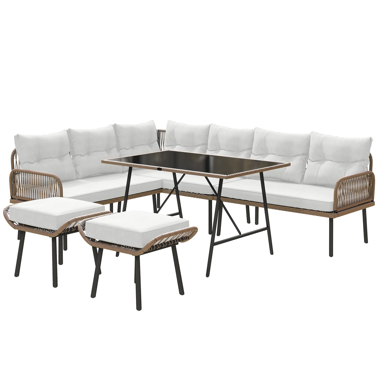 6 Piece Rattan Garden Furniture Set