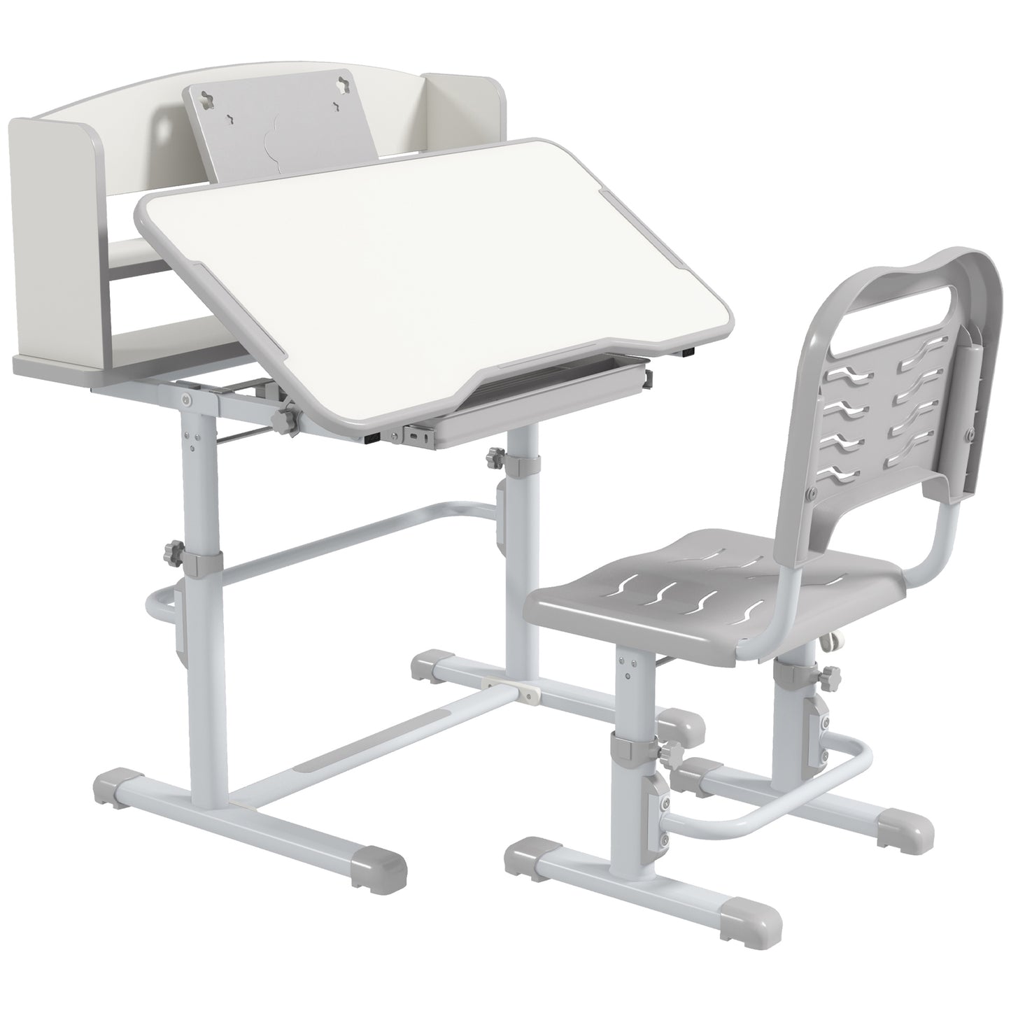 Height Adjustable Kids Study Table and Chair Set, with Drawer