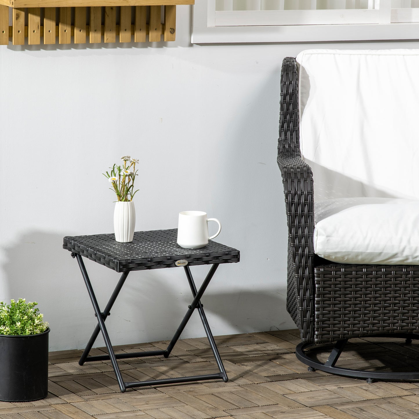 Square PE Wicker Rattan Folding Table (1)