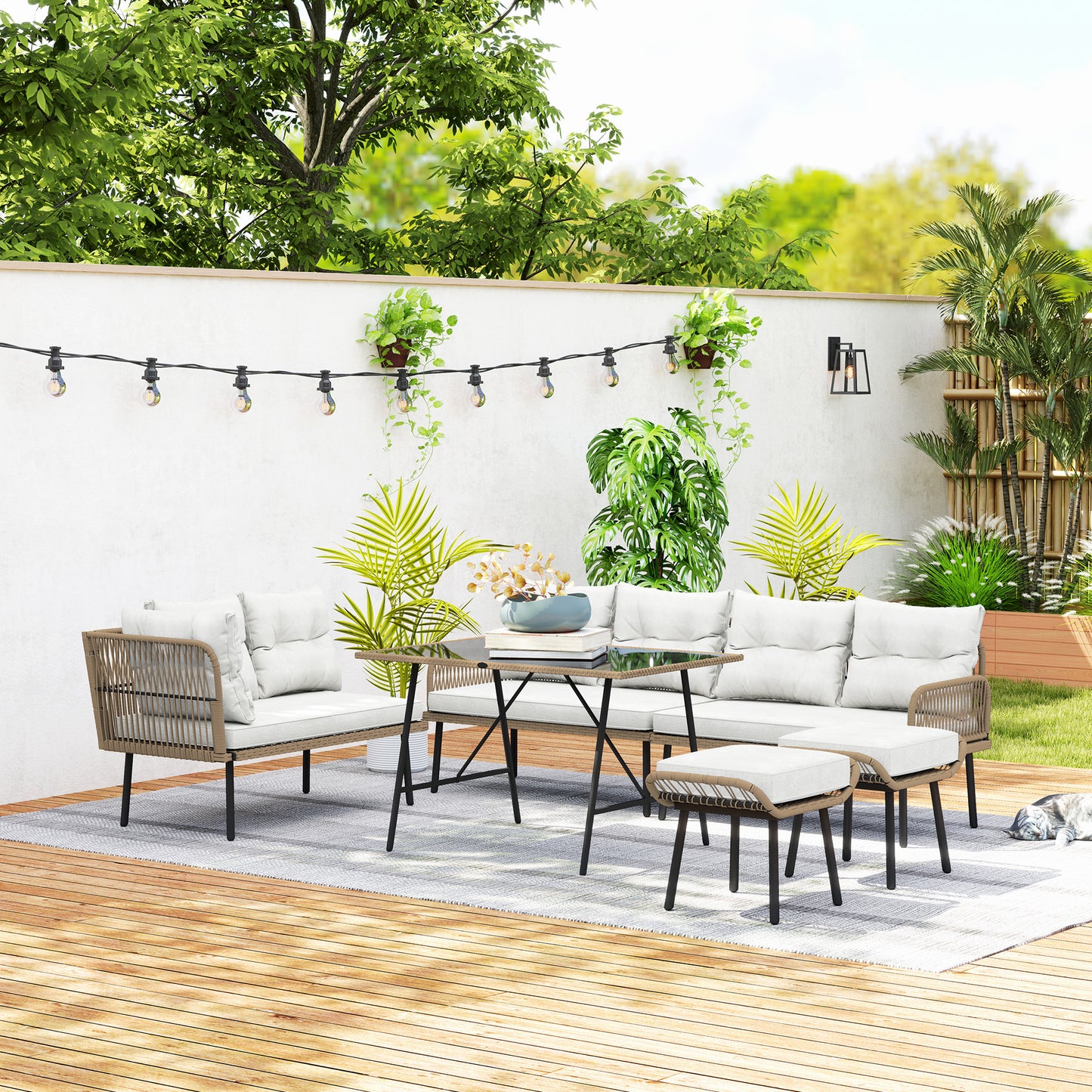6 Piece Rattan Garden Furniture Set