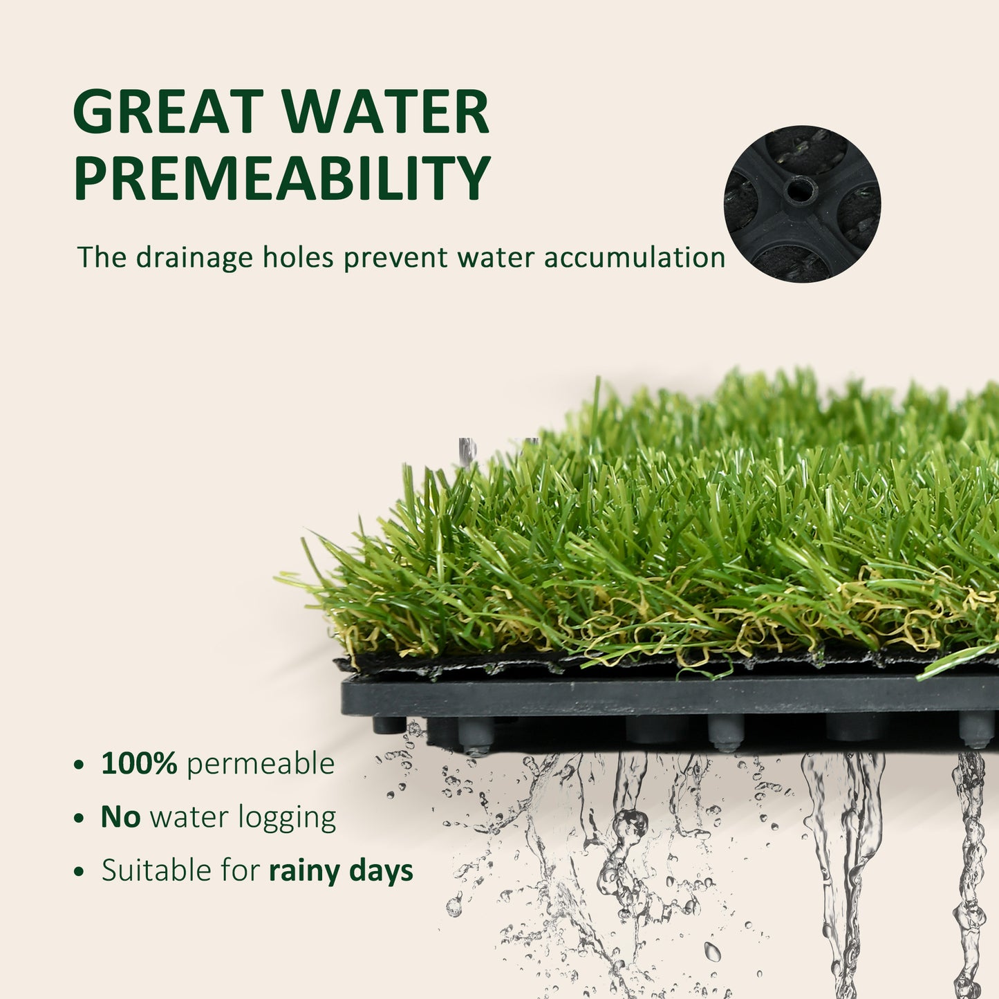 10-Piece Artificial Grass Set, Weatherproof Turf Tiles
