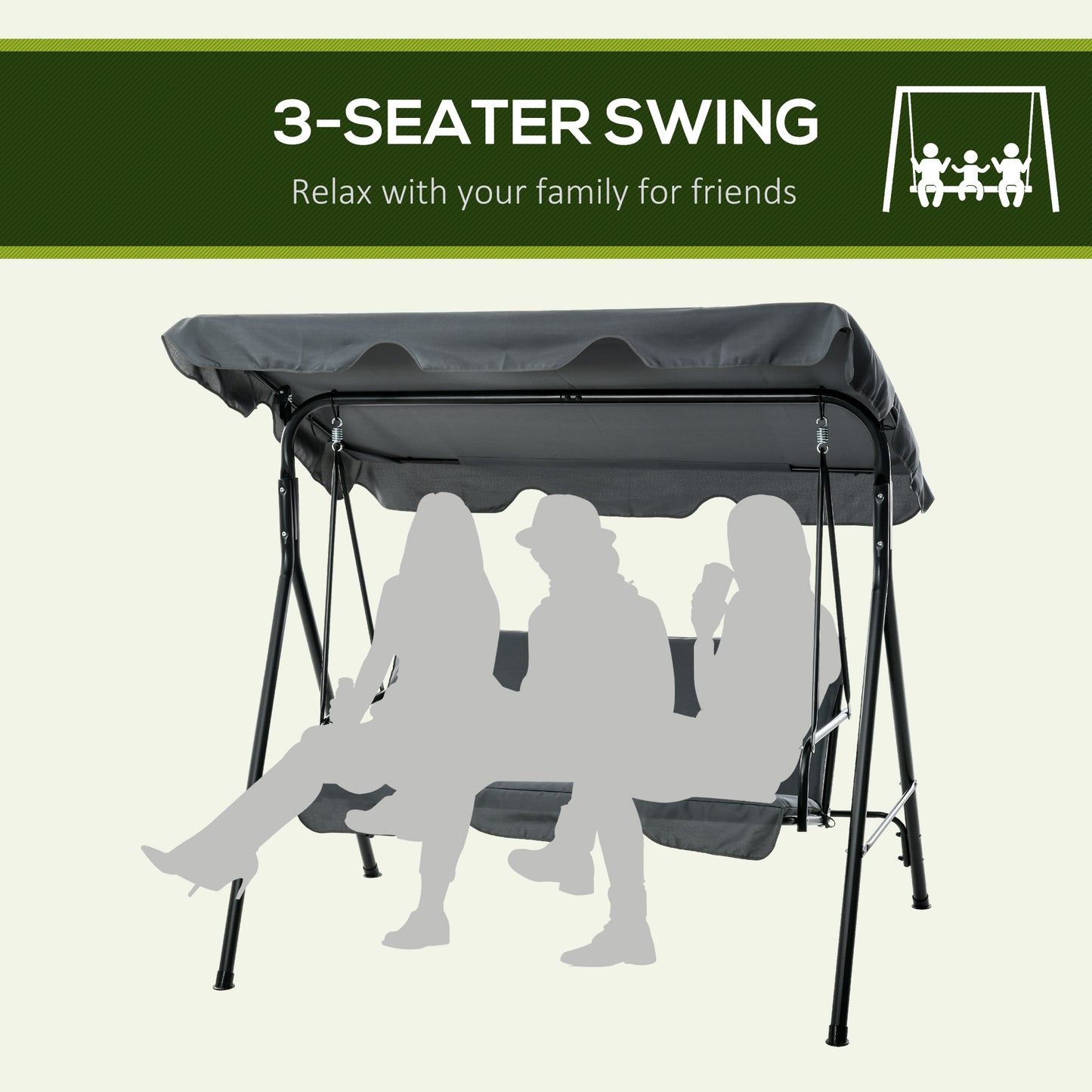 3 Seater Garden Swing Chair