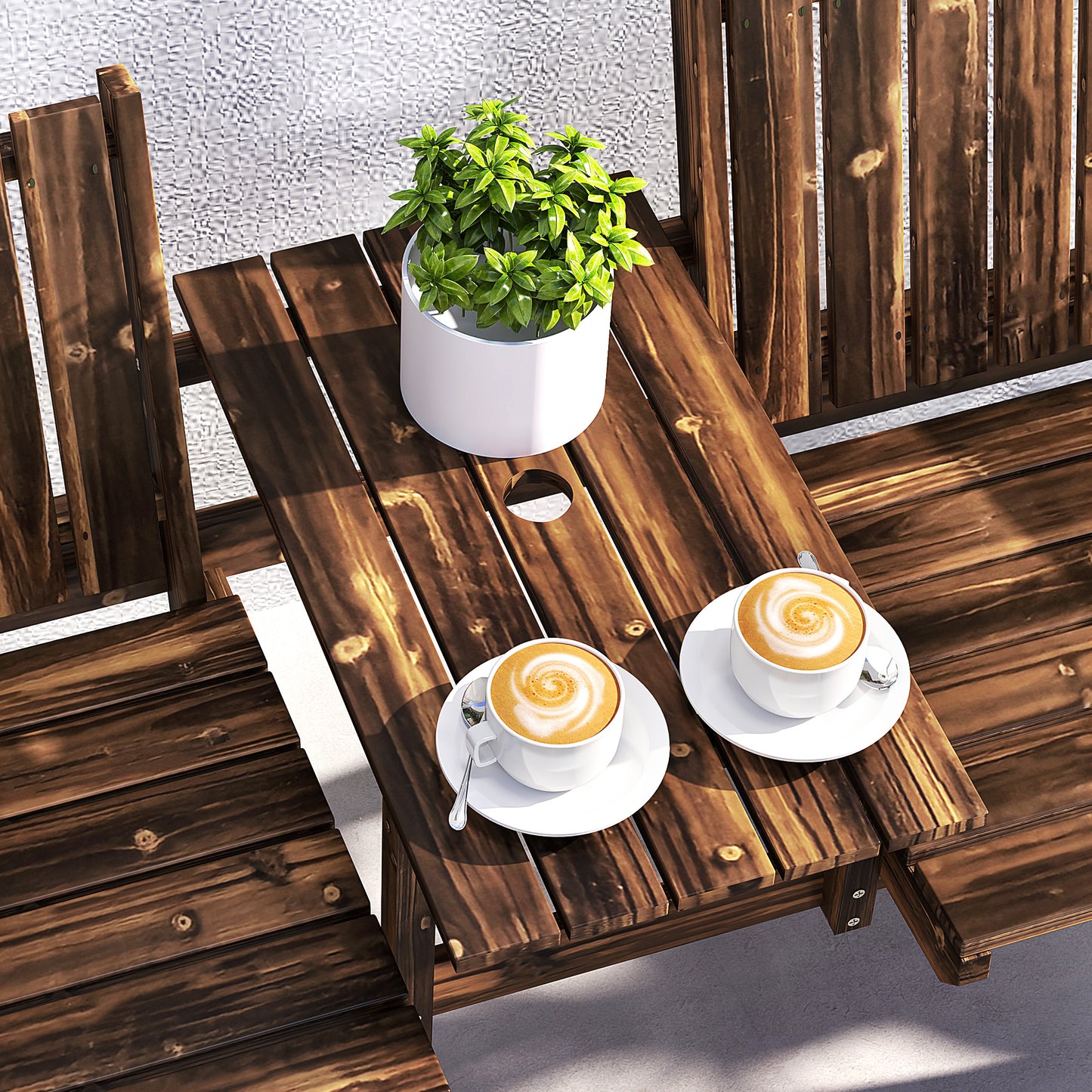 2-Seater Garden Loveseat with Table and Parasol Hole for Porch, Patio