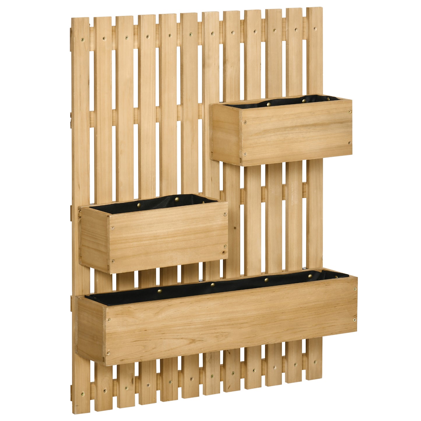 Wall-mounted Wooden Garden Planters with Trellis