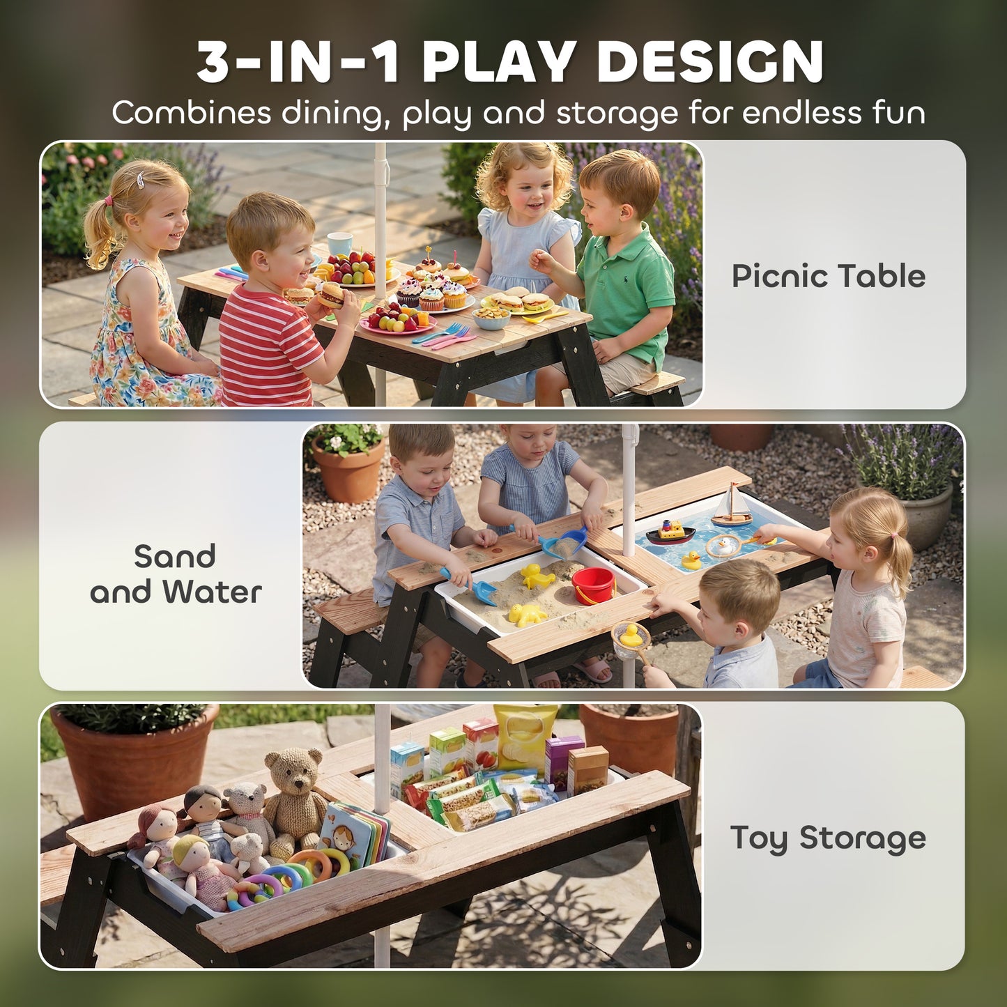 Kids Garden Furniture with Parasol