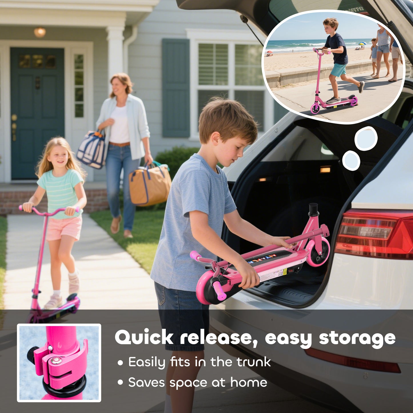 Electric Scooter for Kids 6-14 Years, with Colourful Lights