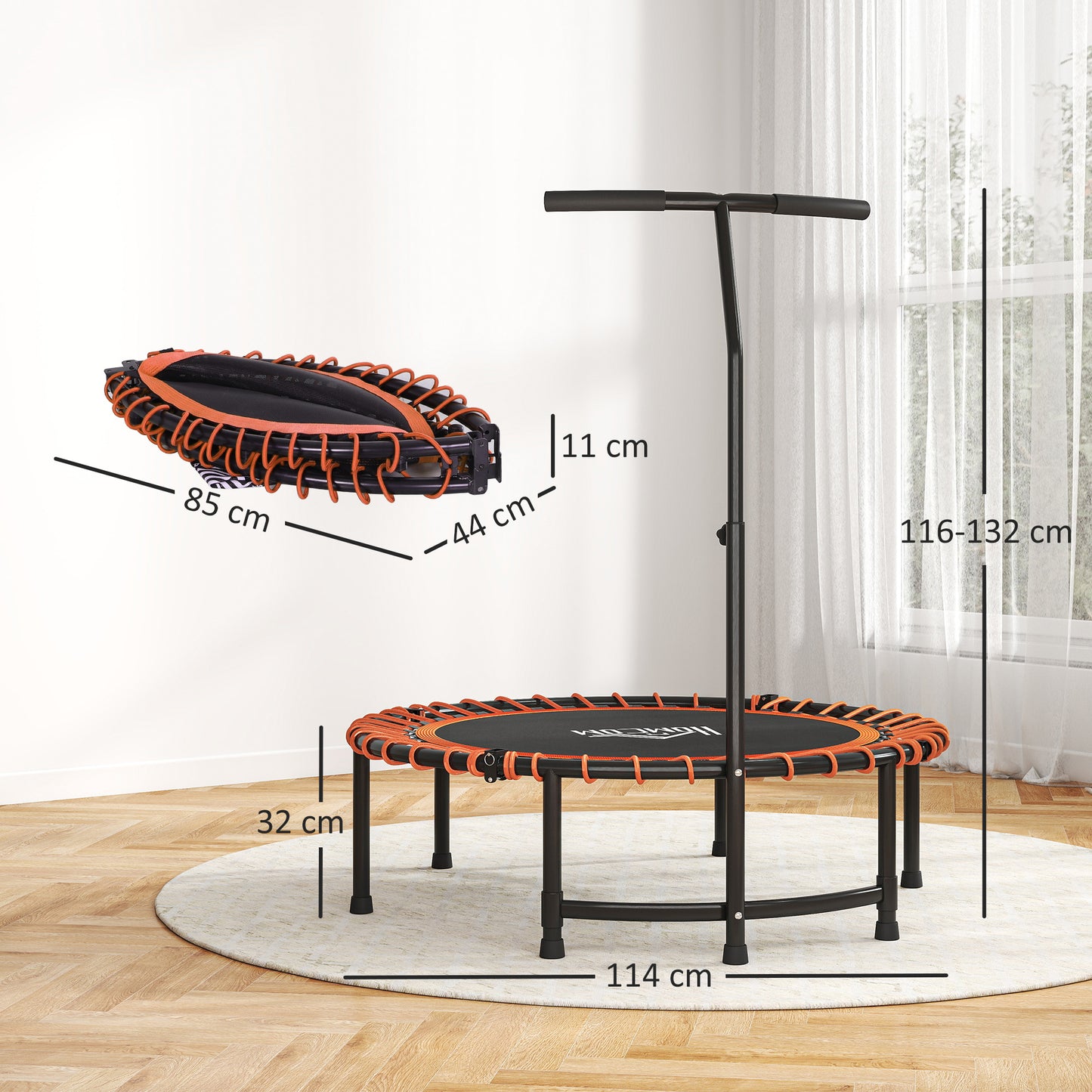 Mini Round Steel Frame Trampoline w/ Adjustable Handle
