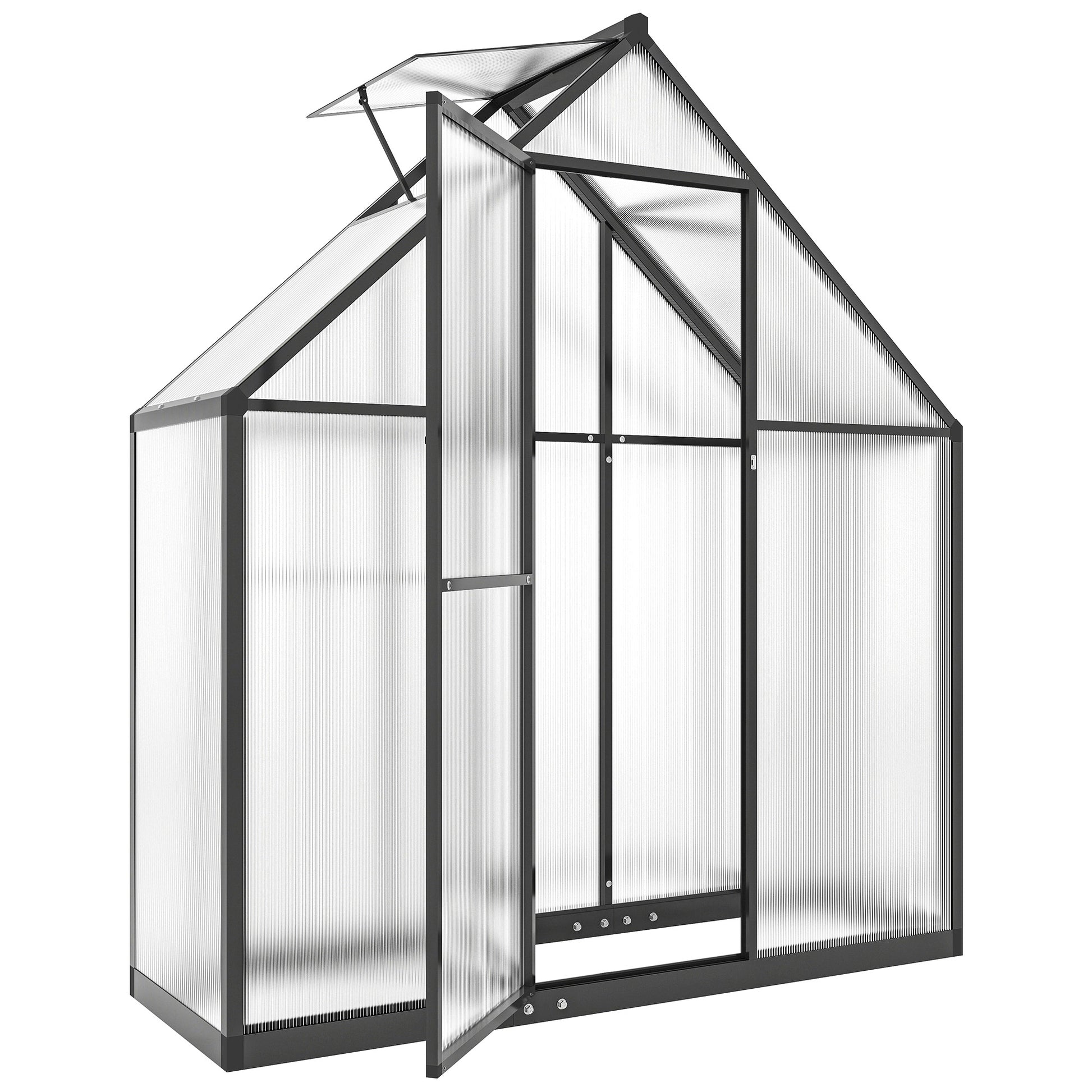 Polycarbonate Greenhouse with Swing Door and Adjustable Window (1)