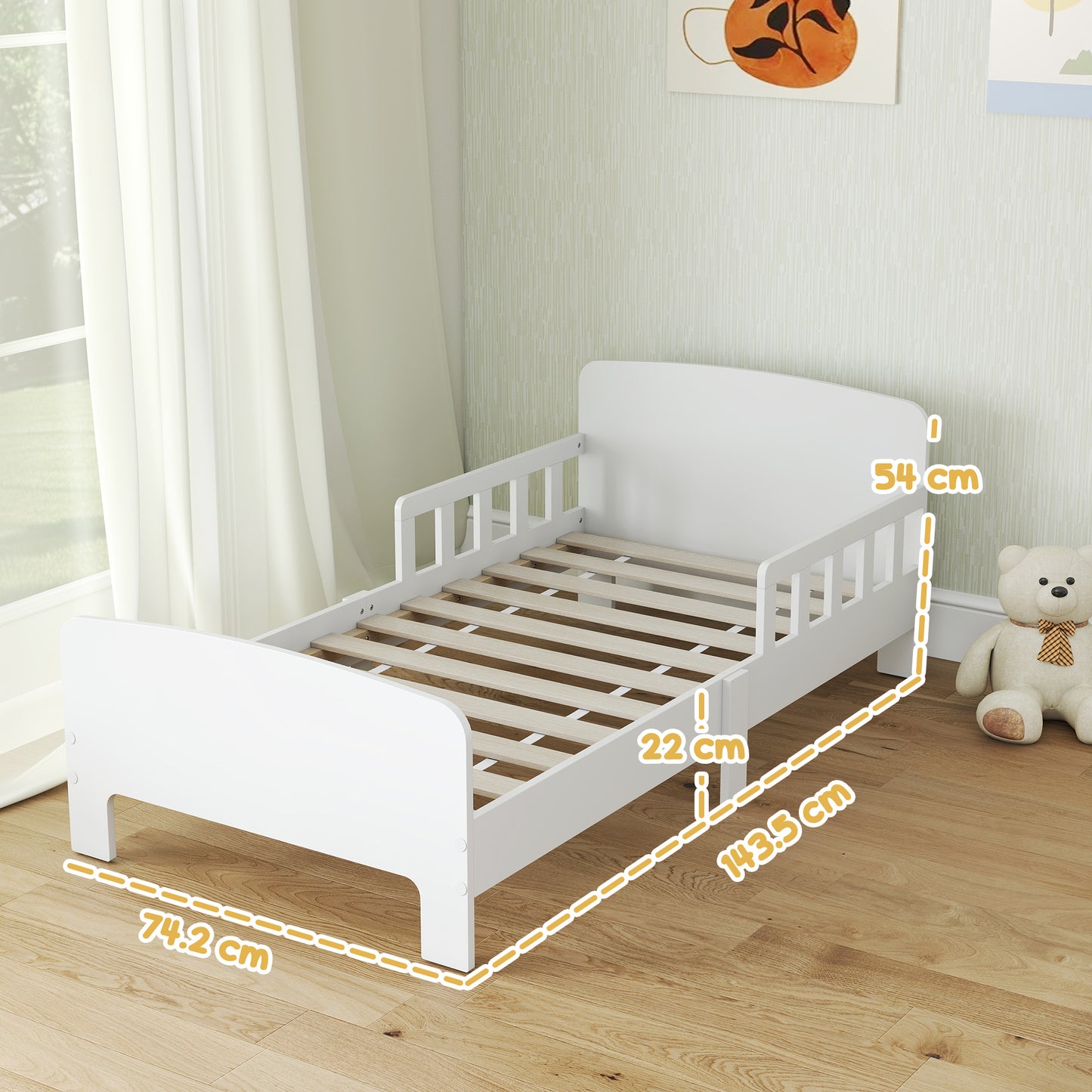 Toddler Bed, Kids Bed Frame with Safety Side Rails