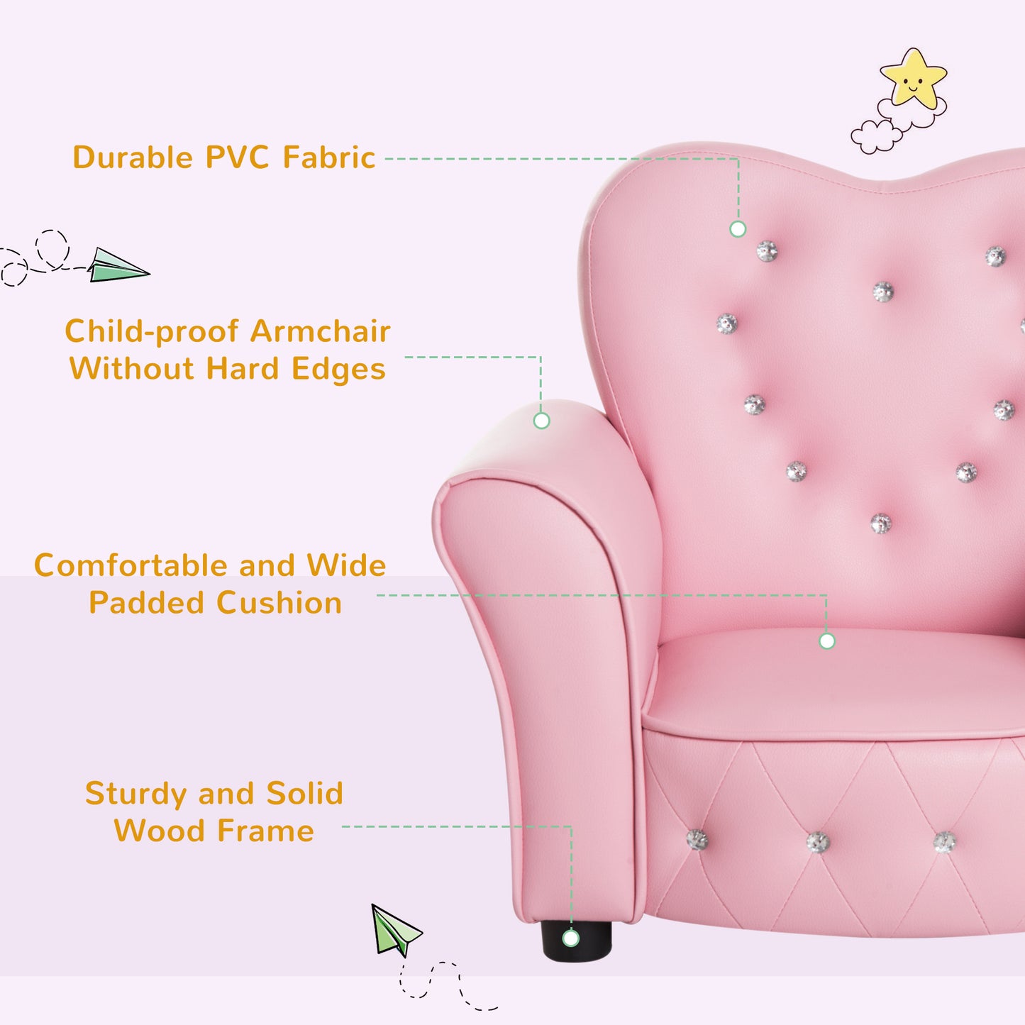 Kids Armchair Toddler Chair Seating Relax Playroom Seater Girl