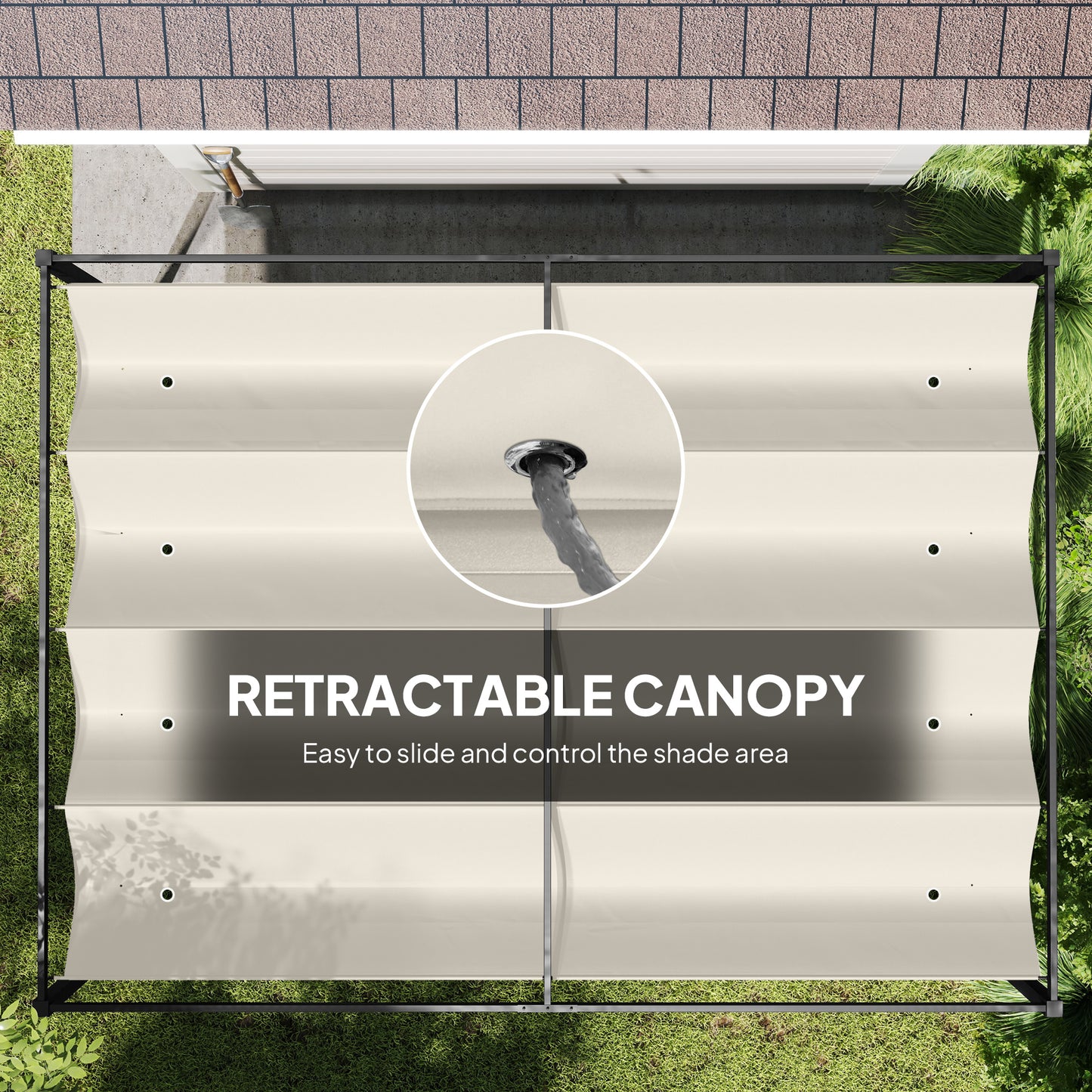 3x2m Metal Pergola with Retractable Roof