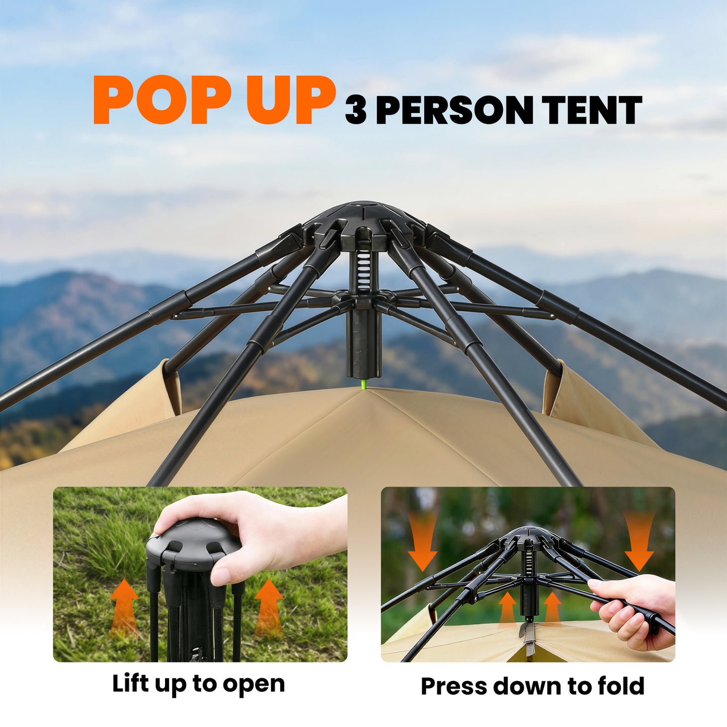 Double Layer Instant Pop Up Tent with Rainfly