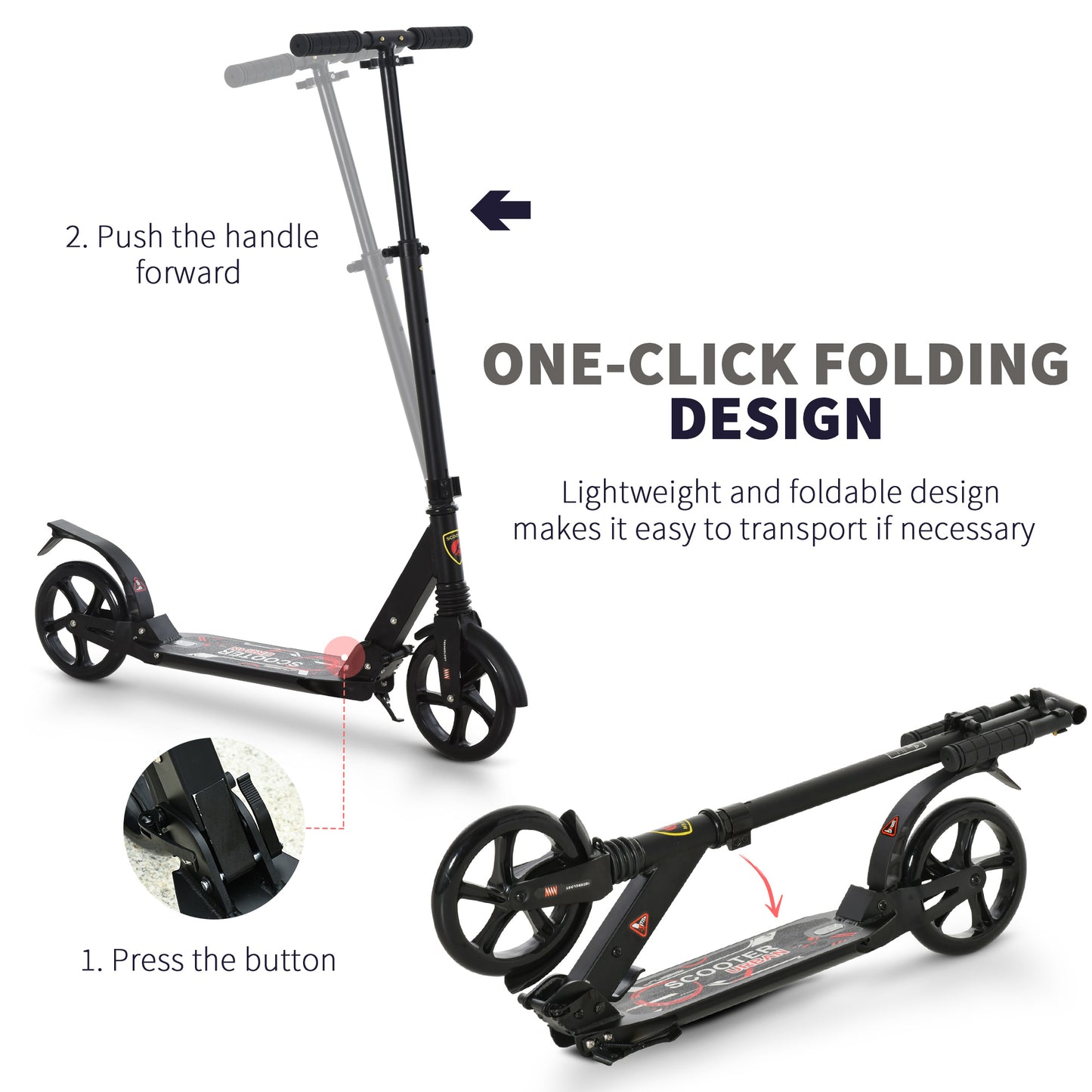 Folding Kick Scooter, Adjustable Ride On Scooter