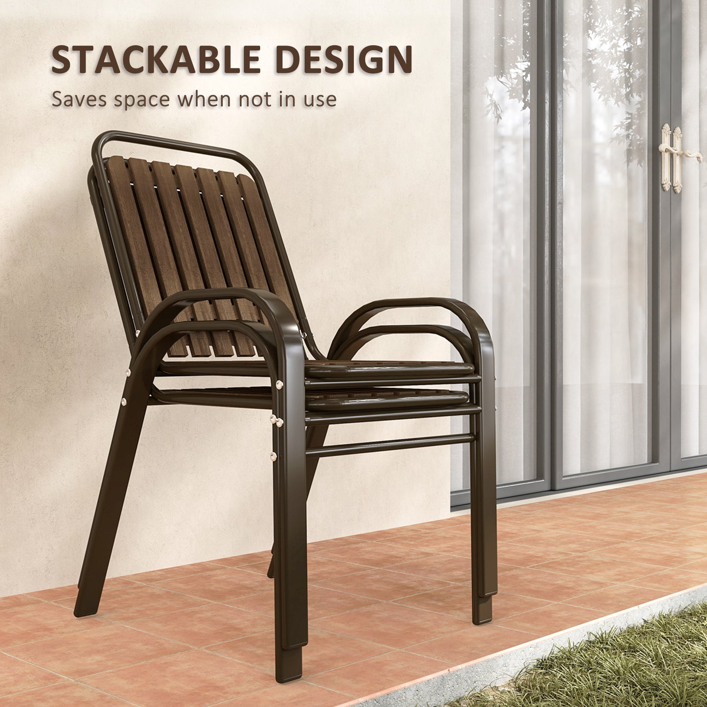 3 Pieces Patio Bistro Set with Stackable Chairs
