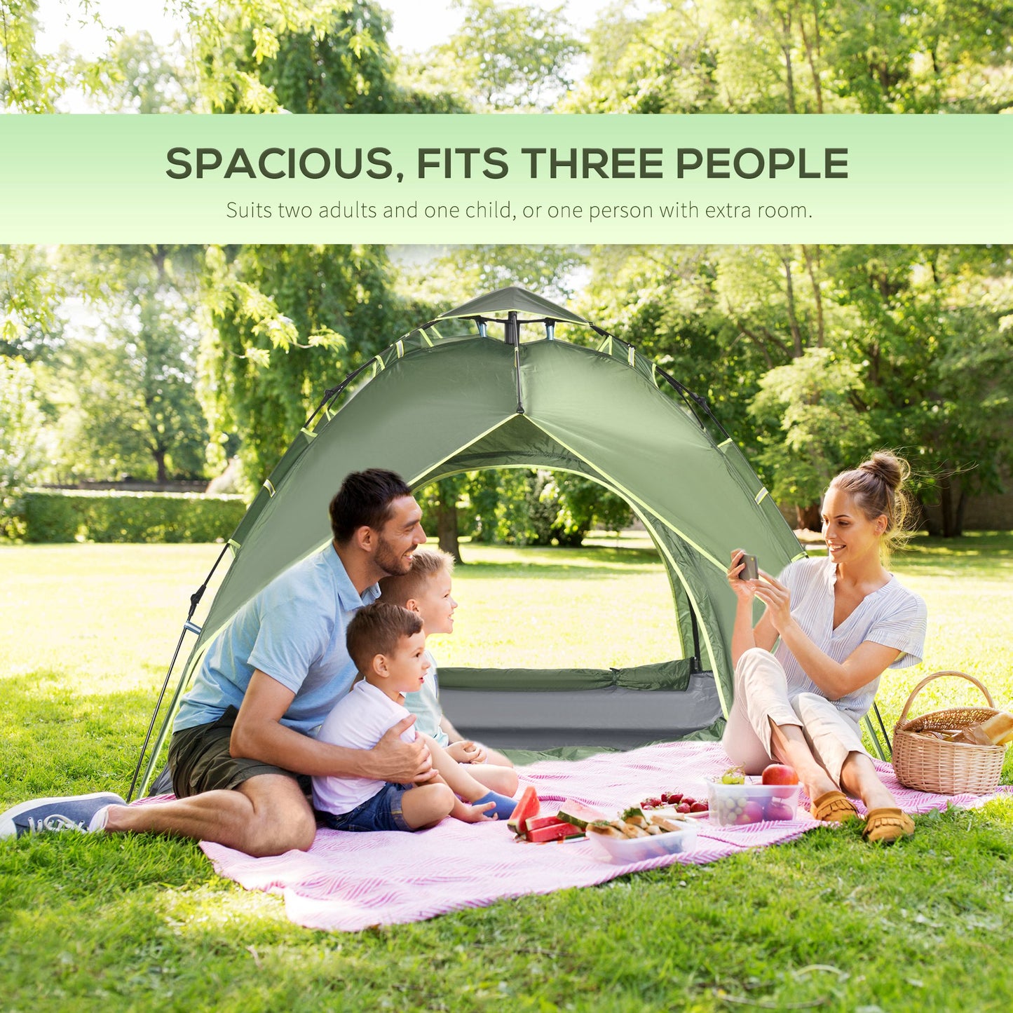 3 Man Camping Tent Automatic Pop Up Tent Portable Double Layer