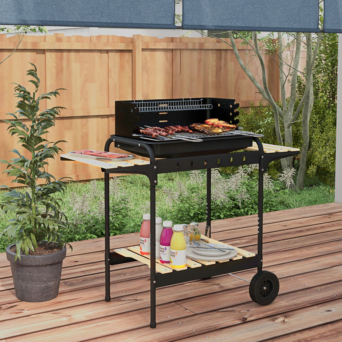 Charcoal Barbecue Grill with Adjustable Grill Height