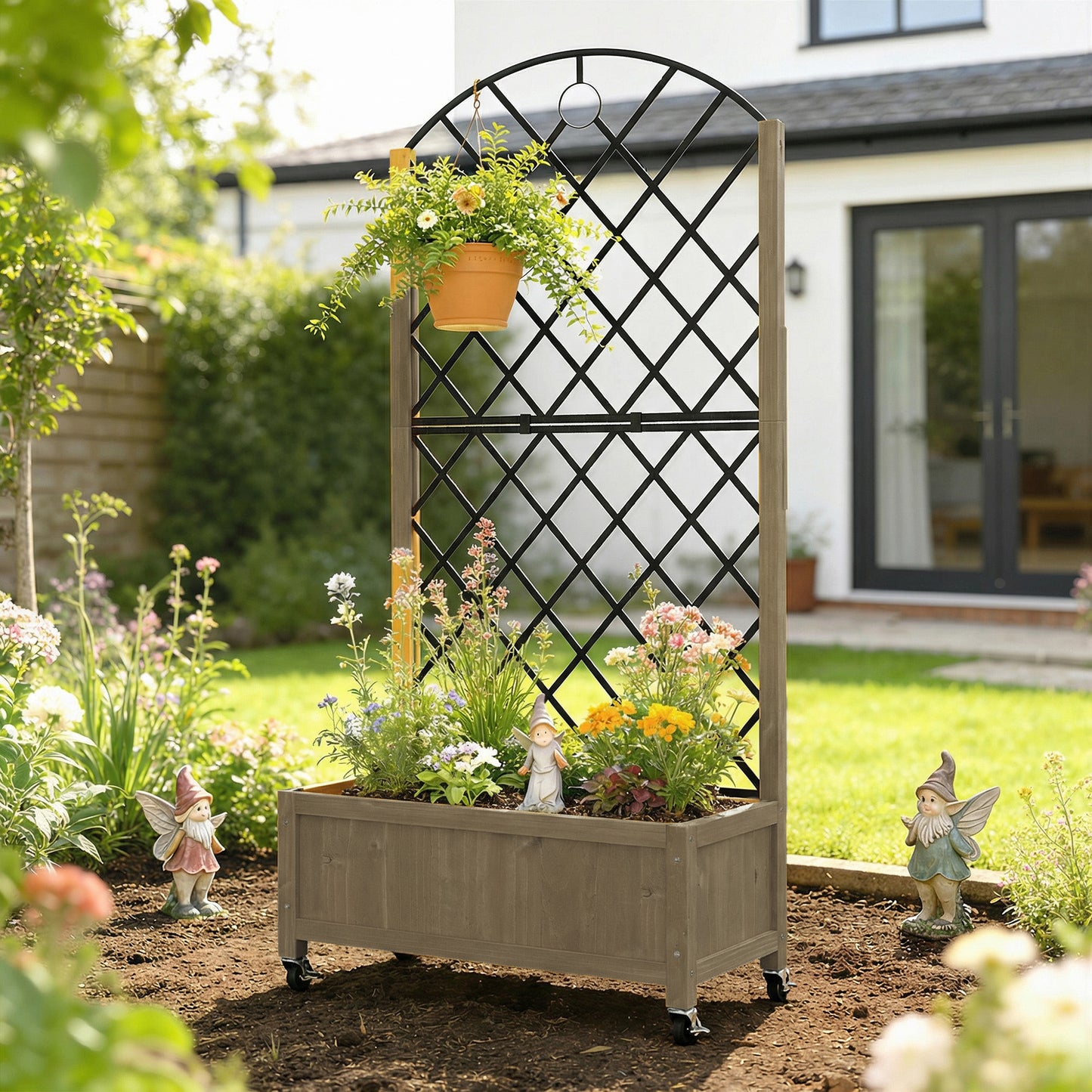 Raised Garden Bed with Metal Trellis