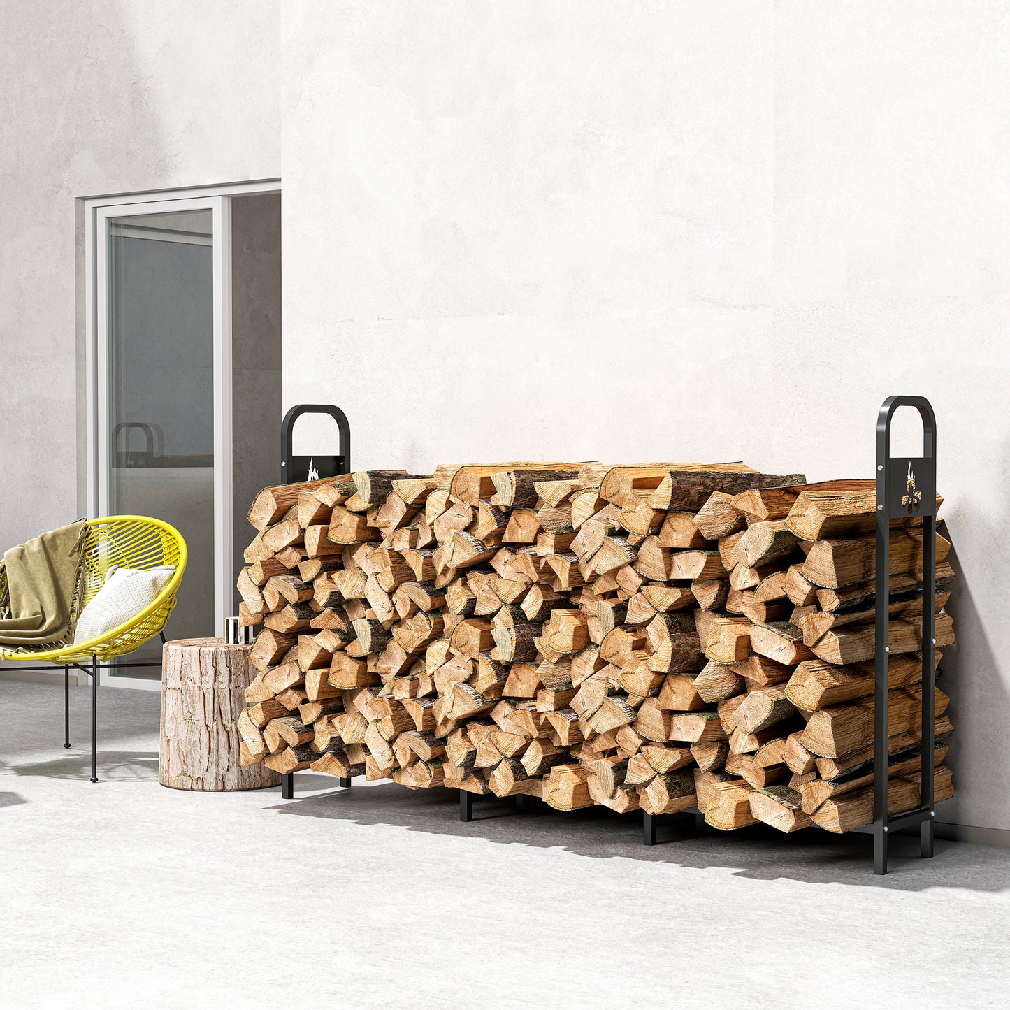 6.5 FT Steel Firewood Log Rack with 300 kg Capacity