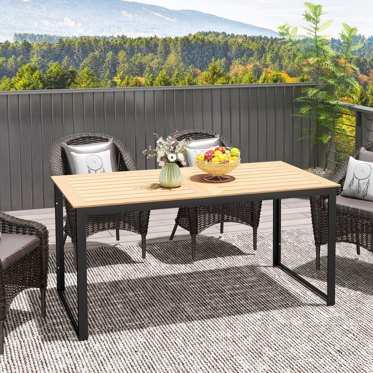Garden Table for 6 People, 160 x 80 x 75 cm Rectangle Outdoor