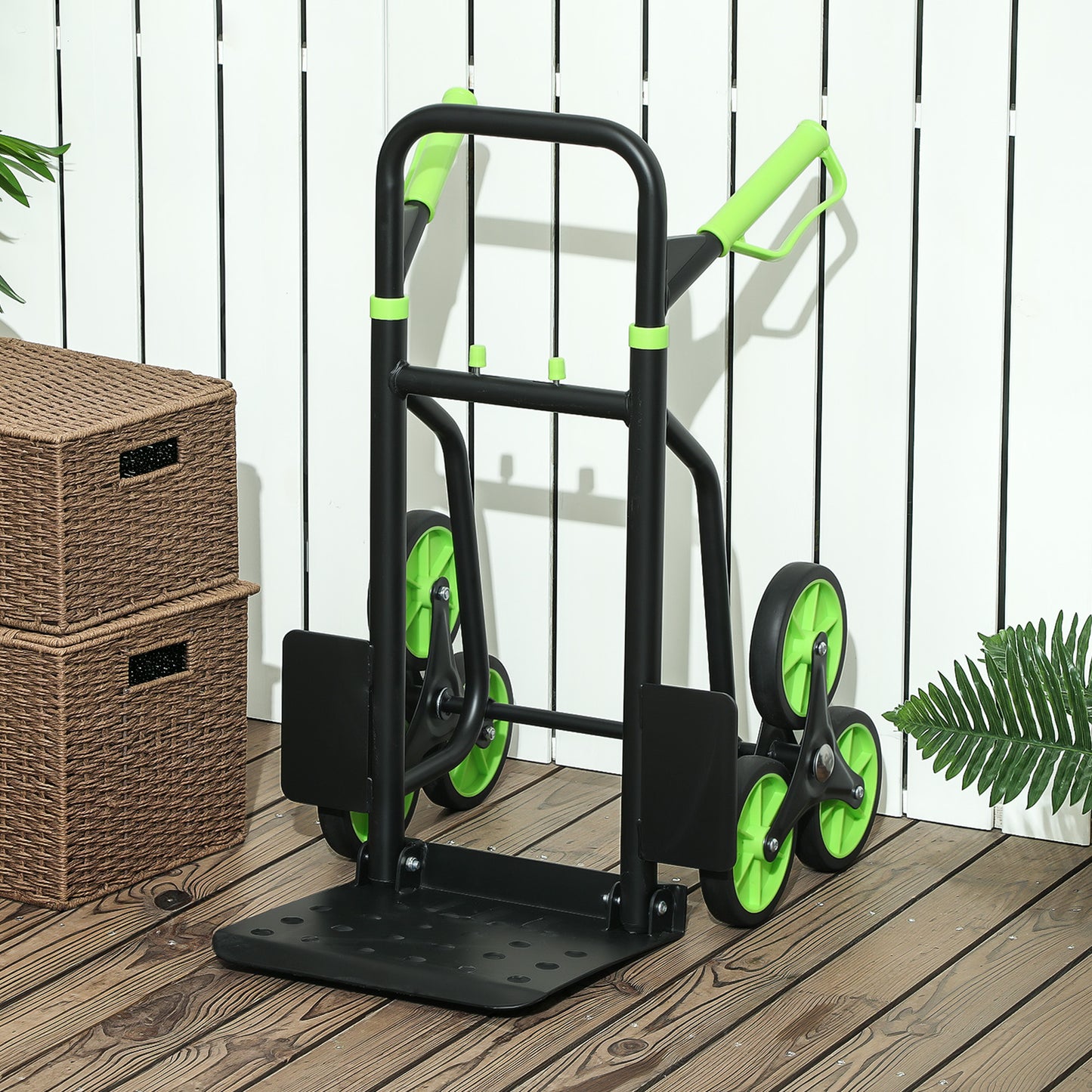 Six-Wheel Folding  Sack Barrow Trolley - Black/Green
