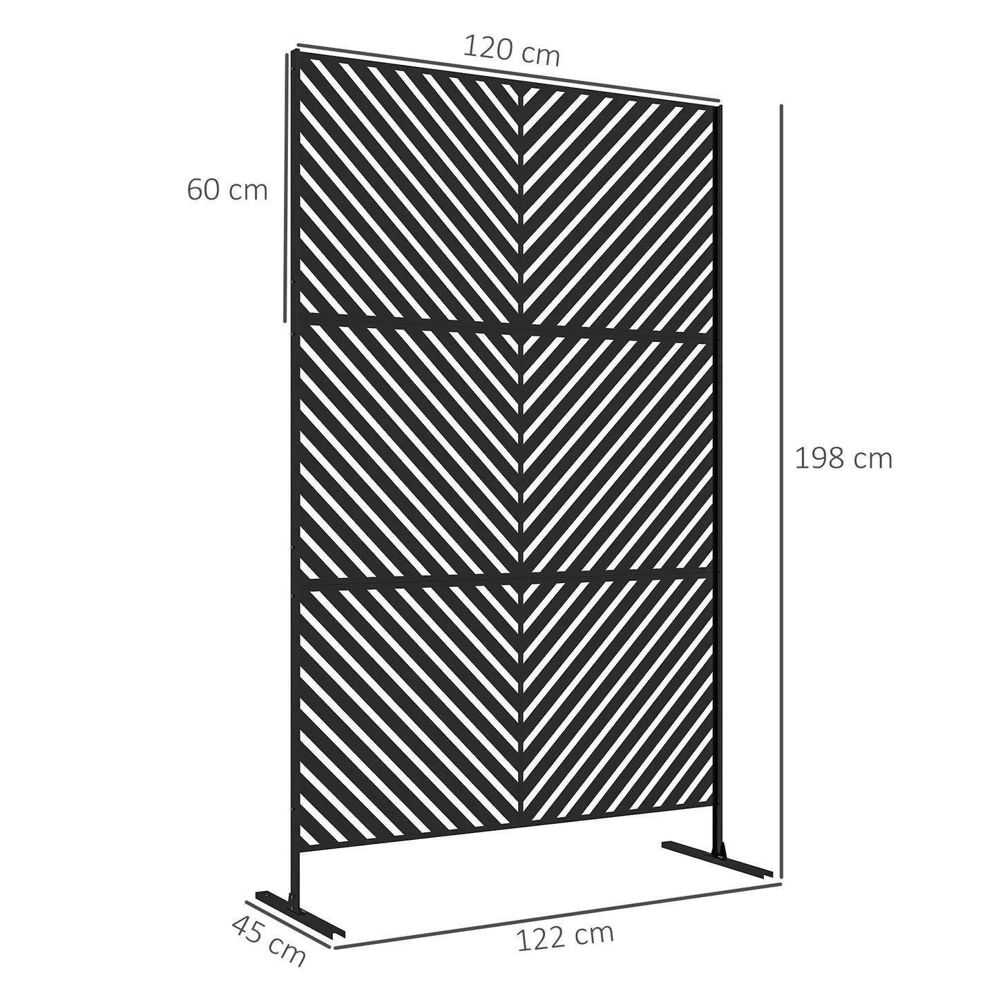 6.5FT Decorative Outdoor Divider, Metal Privacy Screen with Stand